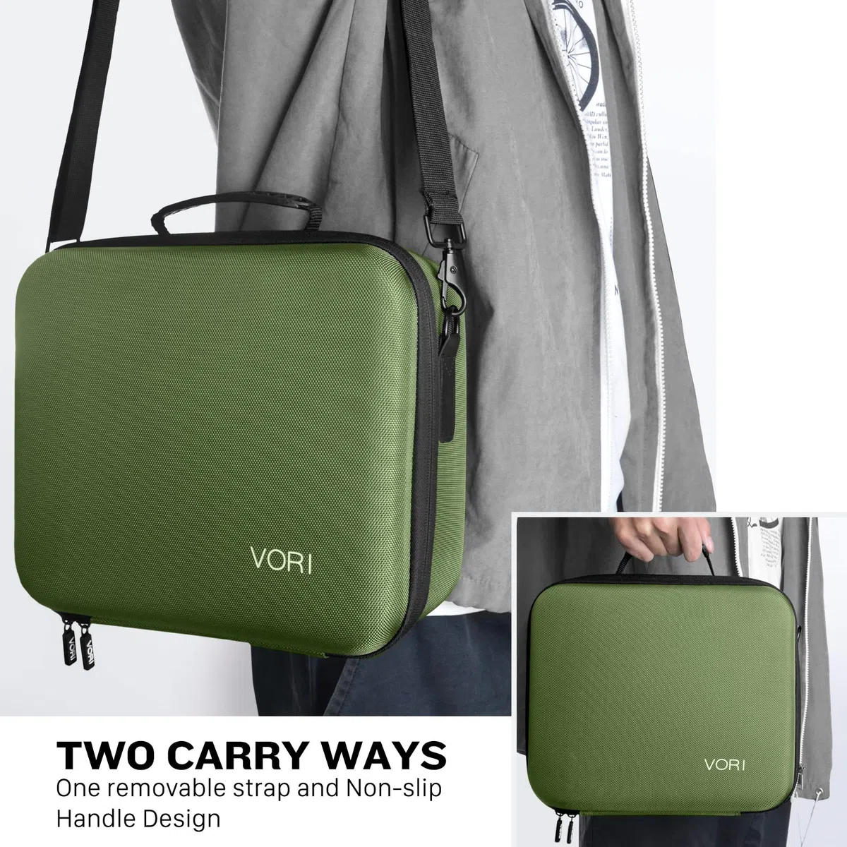 VORI - Custodia per Nintendo Switch, custodia da viaggio, custodia rigida con tracolla per Nintendo Switch Console e accessori, Pro Controller, verde