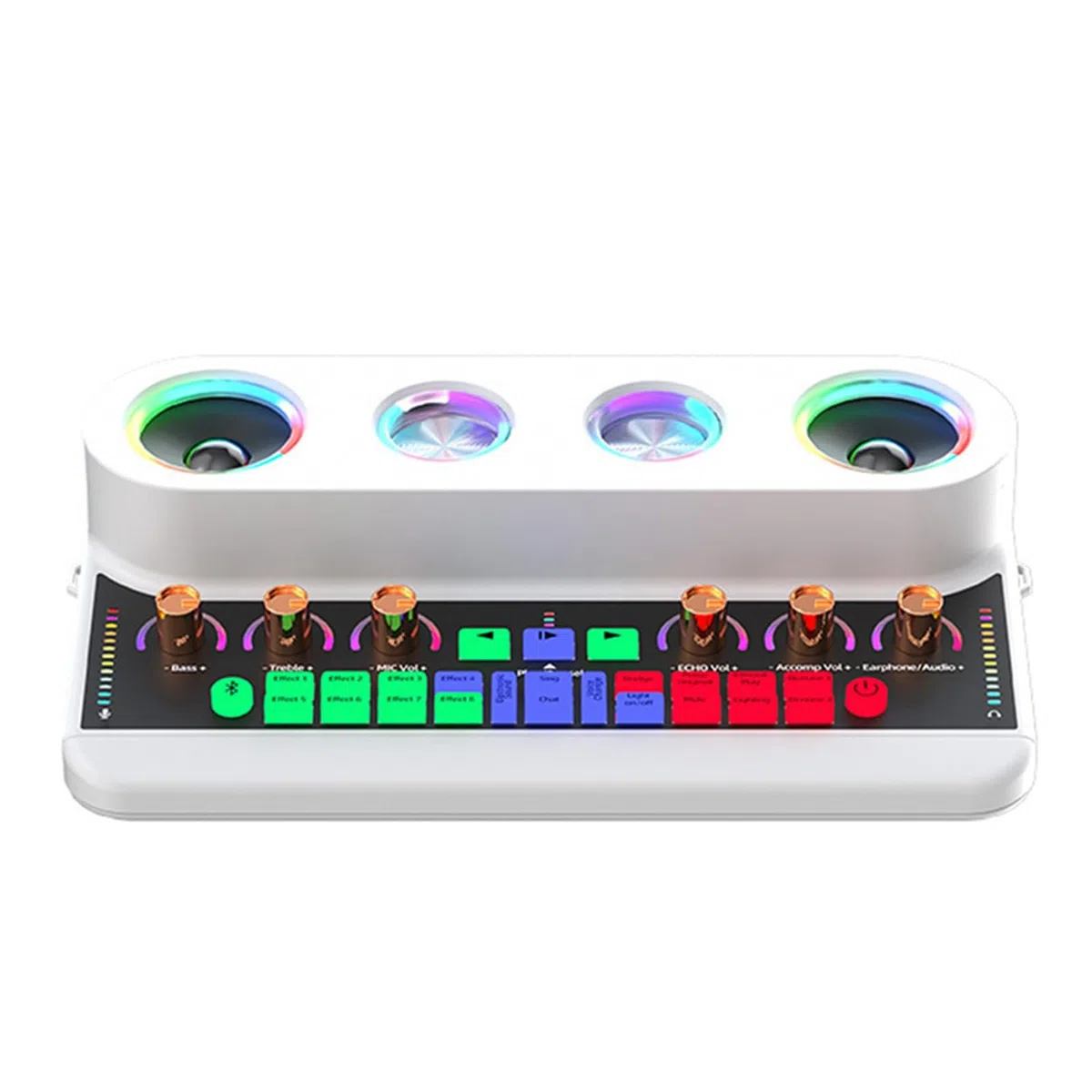 Eujgoov Microfono Wireless Scheda Attrezzatura per Podcast, Altoparlante BT Portatile con Batteria da 4000 MAh per Registrazione di Musica in Streaming Live Nero Bianco (W-2)