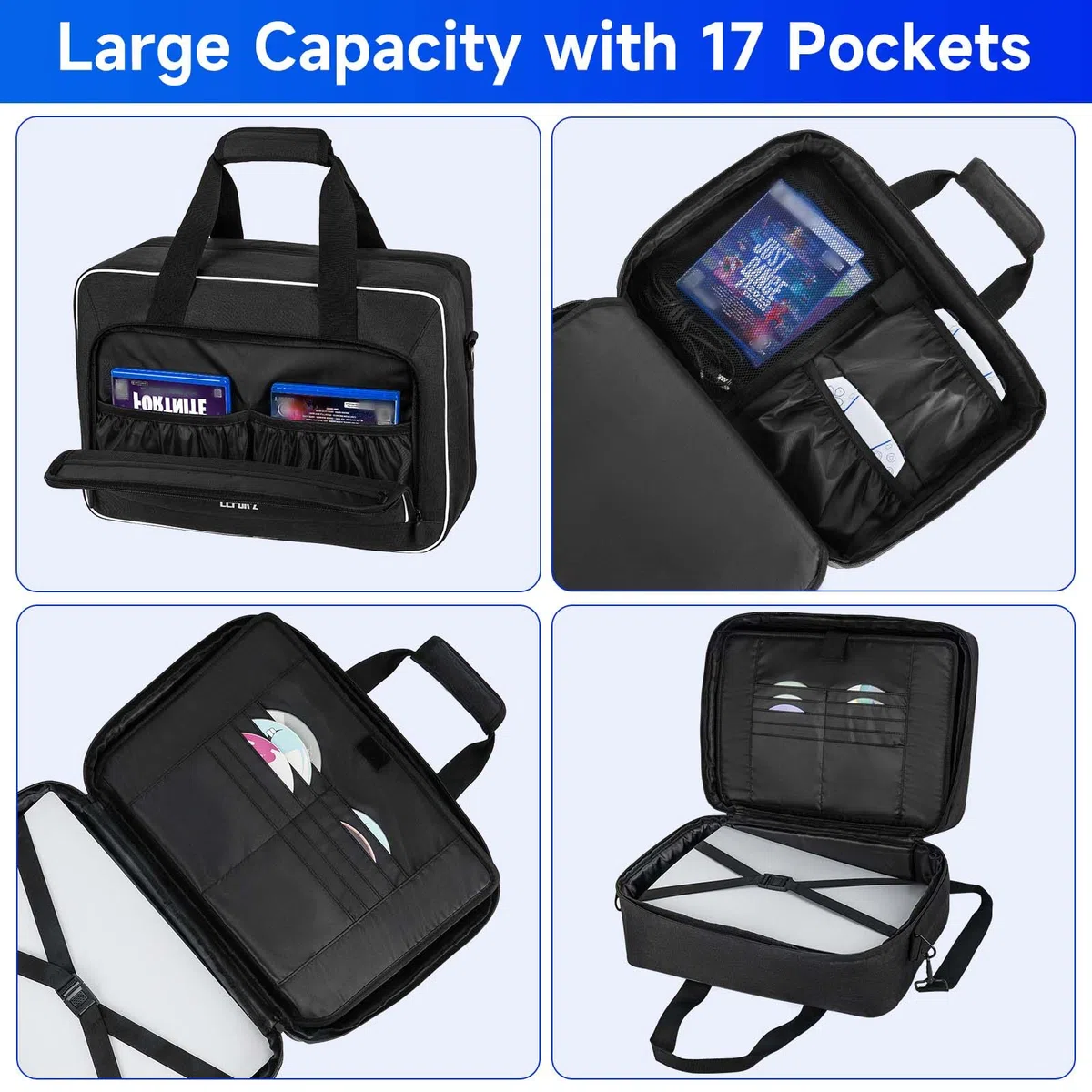 LEFOR·Z Custodia da trasporto compatibile con PS5/PS5 Pro/PS4, borsa da viaggio con imbottitura spessa, compatibile con Playstation 5/PS5 Digital Edition, controller, dischi di gioco, caricabatterie e
