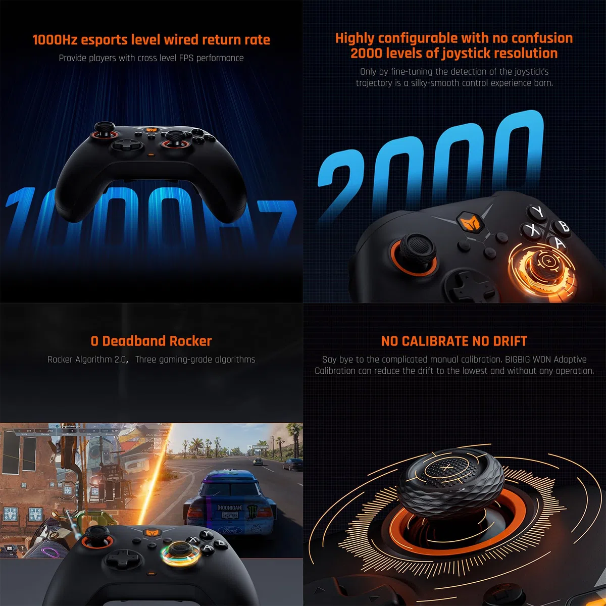 Black Shark Controller Wireless, Controller per PC BIGBIG WON Gale, Puntamento del Movimento, Trigger Hall, 4 Pulsanti Personalizzati, APP per PC, Controller di Gioco per Switch/PC/iOS/Android