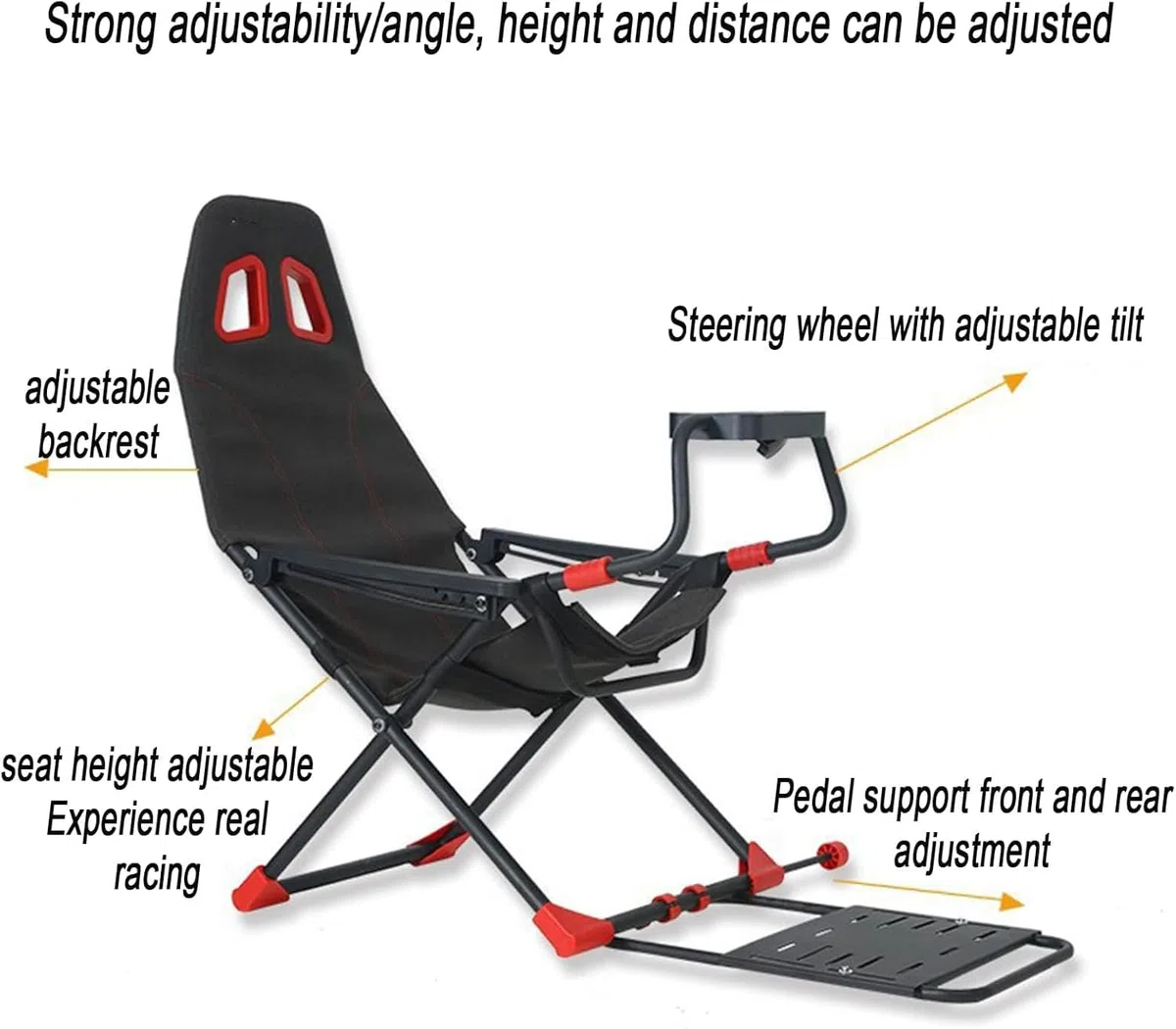Racing Simulator Cockpit con supporto ruota regolabile e sedile ergonomico, design pieghevole per Xbox, PS4, PC