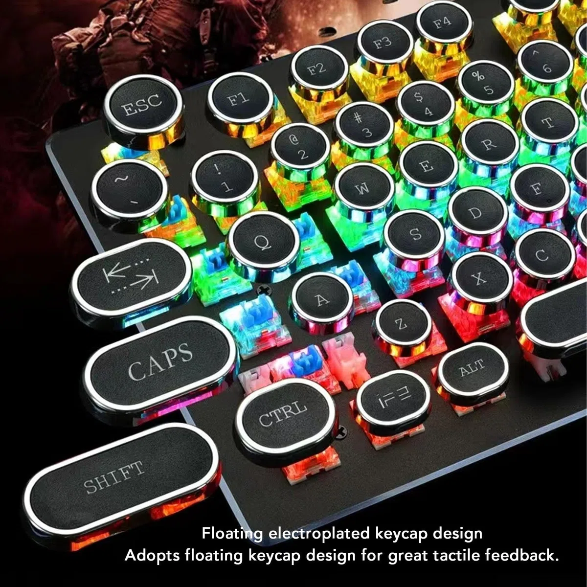 ASHATA Tastiera meccanica da gioco, interruttore blu 104 tasti RGB retroilluminato, tastiera meccanica per computer cablata USB per Win 7 8 10 XP per OS X PC laptop desktop PC gamer (nero)