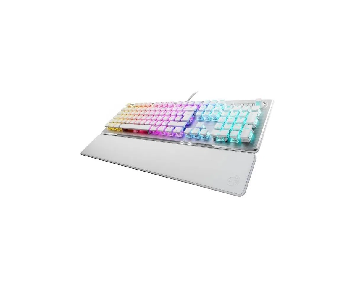 ROCCAT Vulcan II Tastiera Meccanica da Gioco per Pc, Tasti Retroilluminati RGB Personalizzabili, Poggiapolsi Rimovibile, Titano II Linear Switches, Bianco