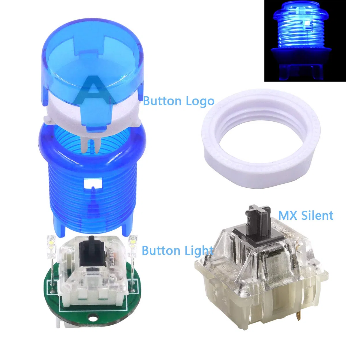 SJ@JX Arcade Game Controller 3D Gamepad Analog Stick Sensor Fly Joystick Microswitch MX LED Button USB Encoder Light Cable for PC PS3 Nintendo Switch Xbox 360 Android Raspberry Pi