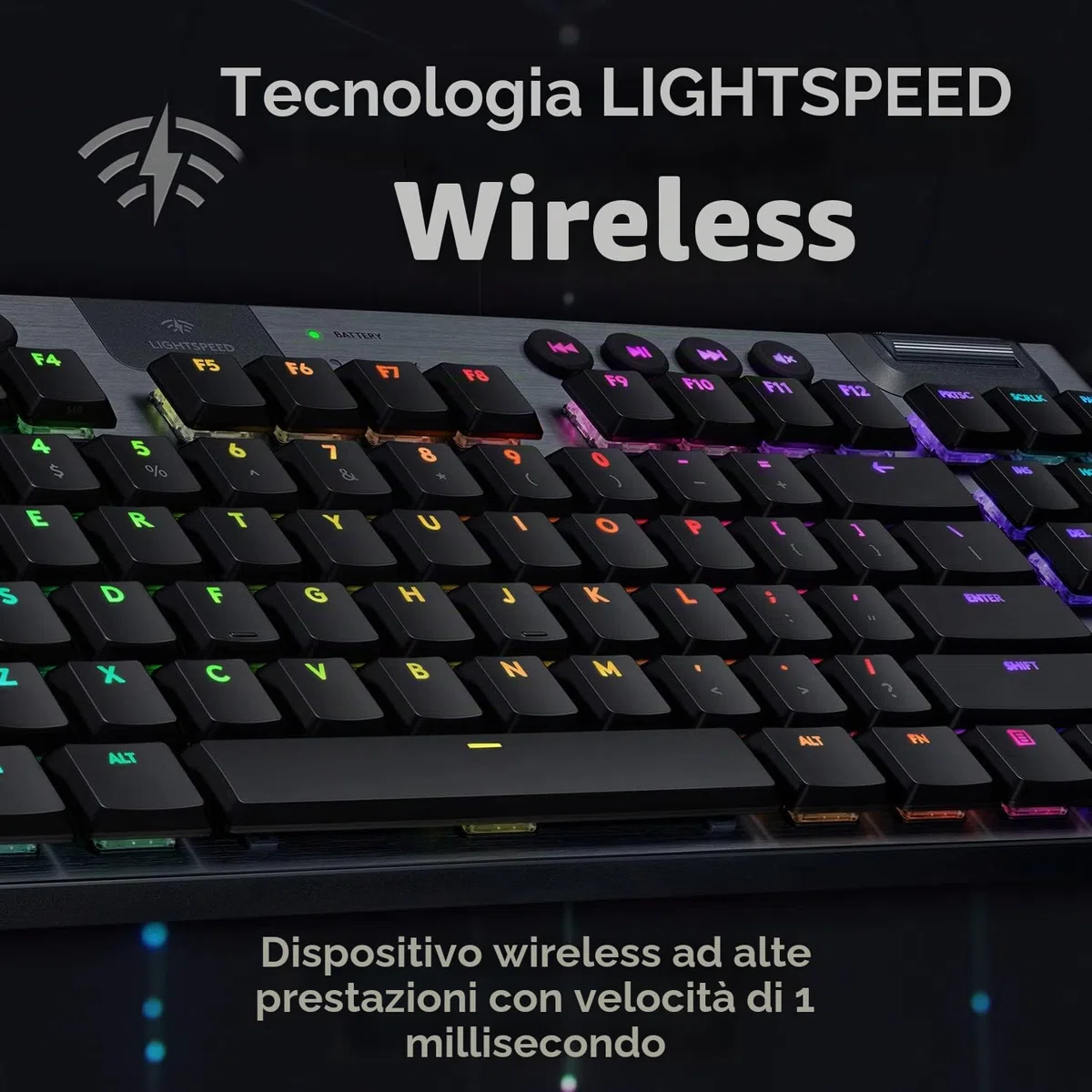 Logitech G G915 LIGHTSPEED TKL Tastiera Gaming Wireless, QWERTY US INT'L