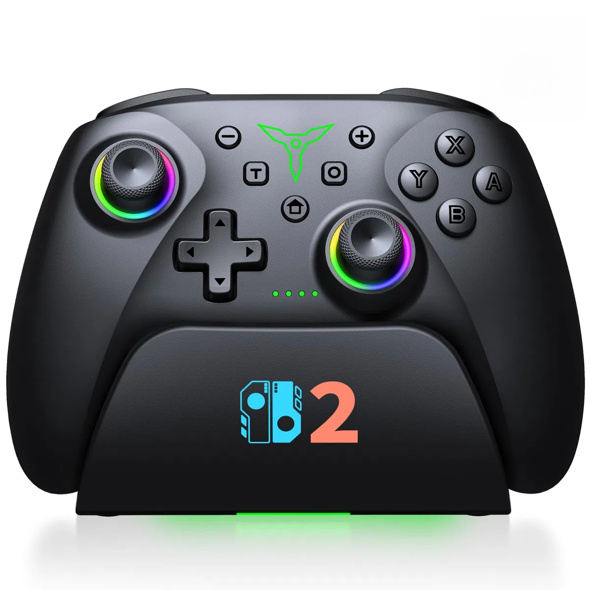 Switch 2 Controller per Nintendo Switch 2/Switch/OLED/Lite, Controller Switch Wireless con dock di ricarica, RGB Switch Pro Controller con effetto Hall, Macro, Turbo e vibrazione, nero