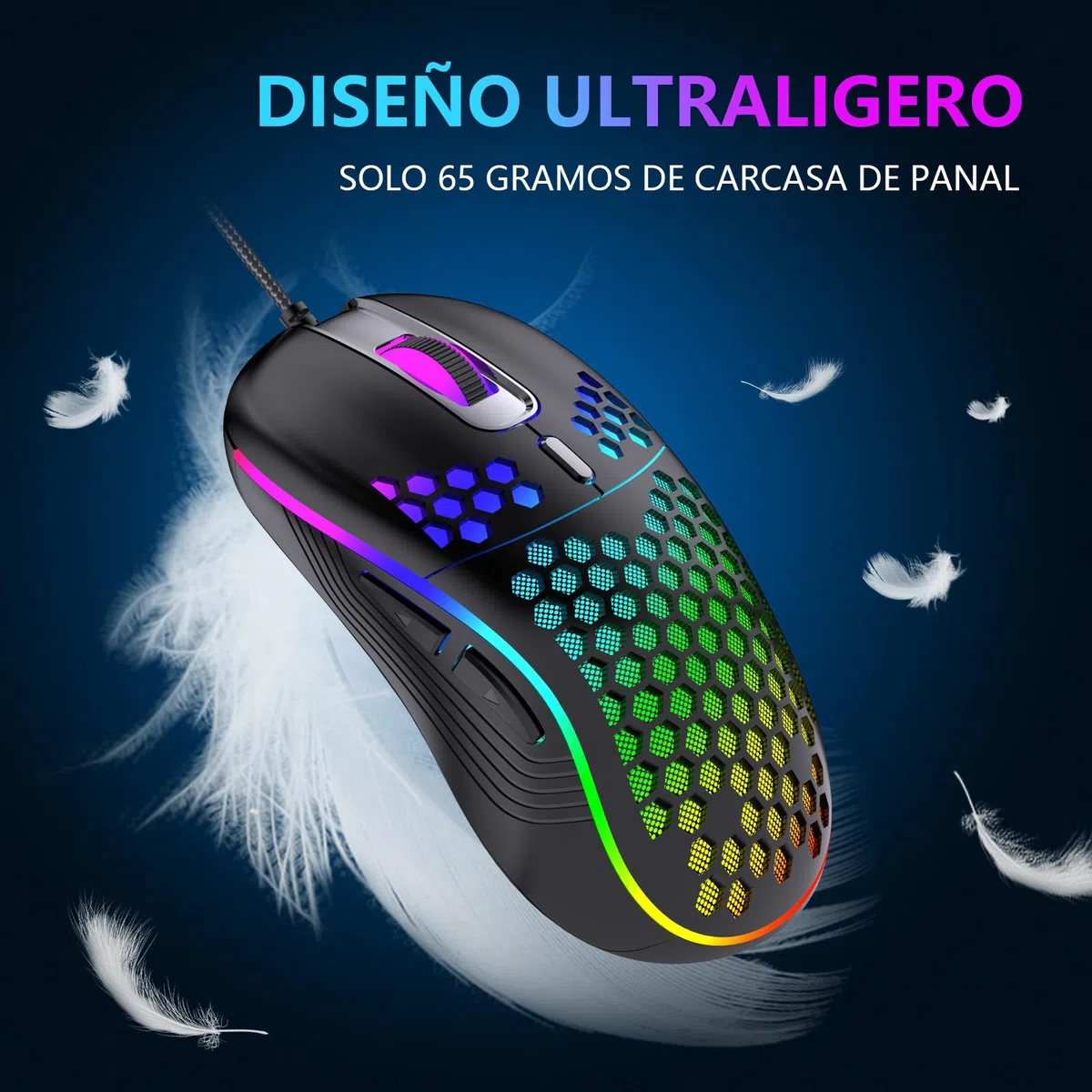 RedThunder K62 - Tastiera e mouse da gaming RGB 60% in lingua spagnola, mini tastiera ultra compatta retroilluminata ed ergonomica, mouse da gaming ottico 7200 dpi, compatibile con PC, PS5, Xbox (nero
