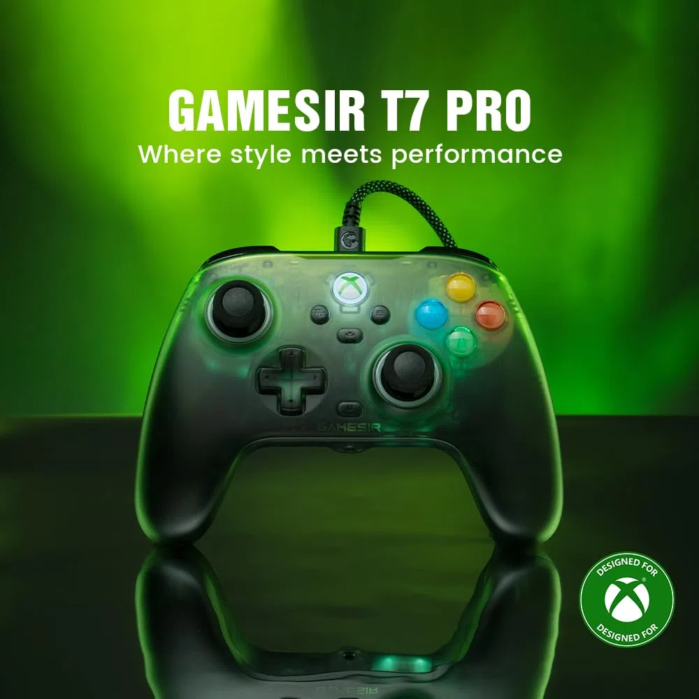 GameSir T7 Pro Controller cablato Xbox/PC – Verde retrò, Effetto Hall, RGB