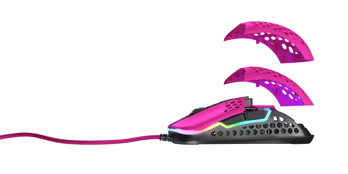 Xtrfy M42 RGB, Mouse da Gioco Con Filo Ultraleggero, Sensore Pixart 3389 all'Avanguardia, Alloggiamento Modulare (sono incluse 2 Misure), Illuminazione RGB regolabile, Pink Edition