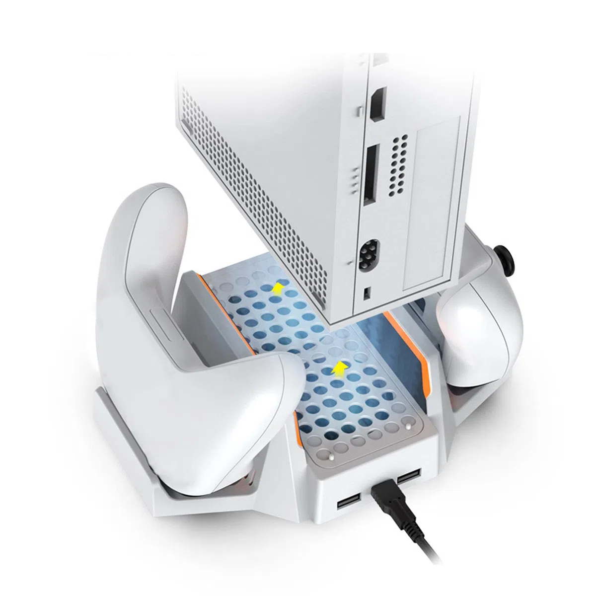 Supporto per Ventola di Raffreddamento Verticale per Console di Gioco XboxSeries S con Stazione di Ricarica per Doppio Controller, Trasmissione Dati Caricatore USB a velocità