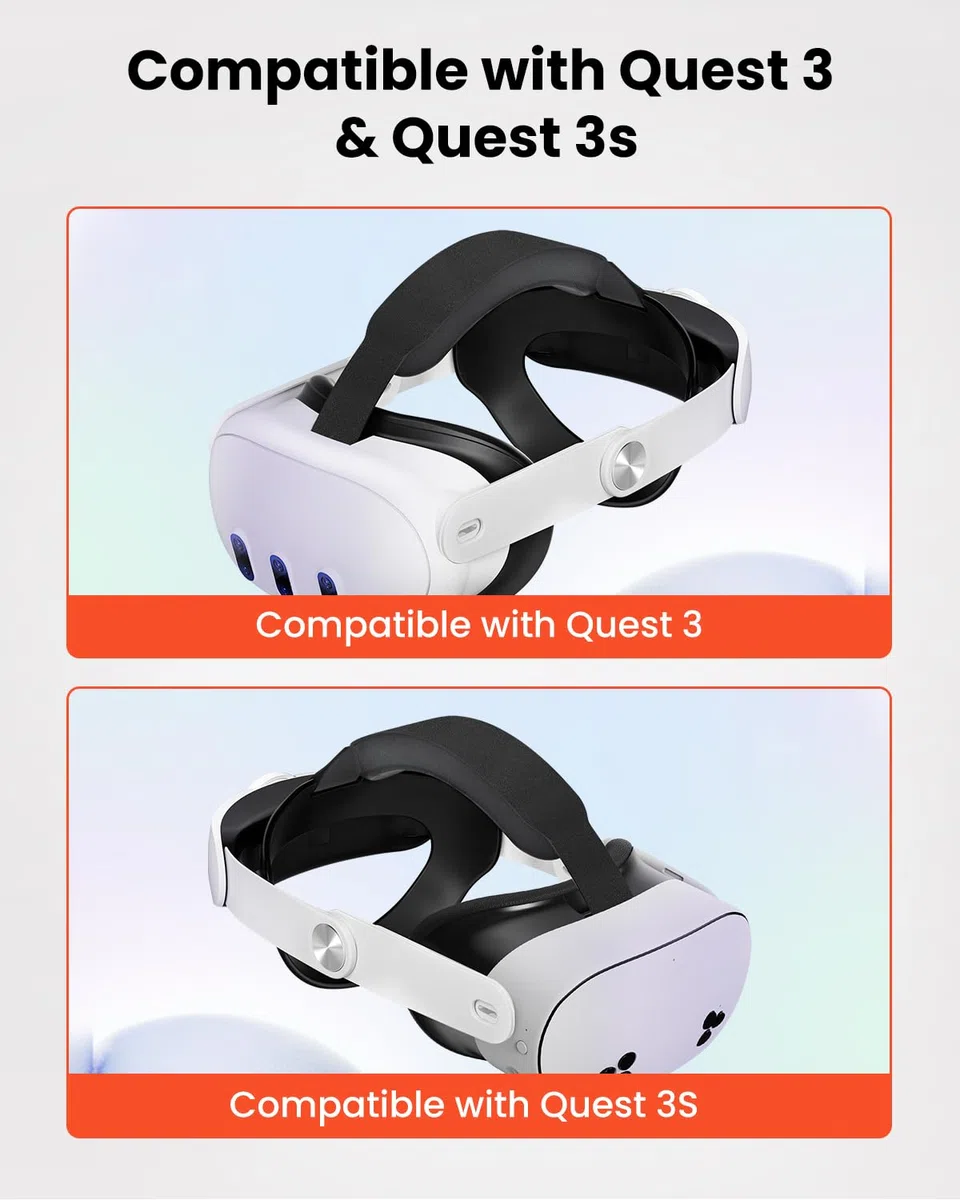 GEEKERA Headstrap Compatibile con Meta-Quest 3/Q3S, Fascia per la Testa RGB con Batteria da 10000 mAh, Regolabile e Ricaricabile Rapidamente, Accessorio VR, Tempo di Gioco Prolungato di 4 ore