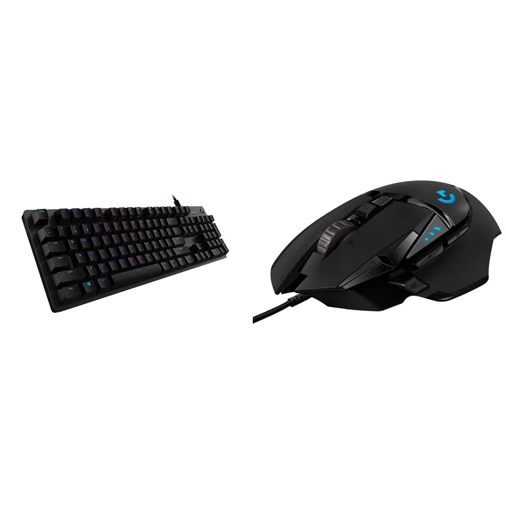 Logitech G512 Tastiera Gaming Meccanica, RGB LIGHTSYNC, Tasti Retroilluminati, GX Blue Clicky Switch, Carbon/Nero & 02 HERO Mouse Gaming Prestazioni Elevate, Sensore HERO 25K, Nero