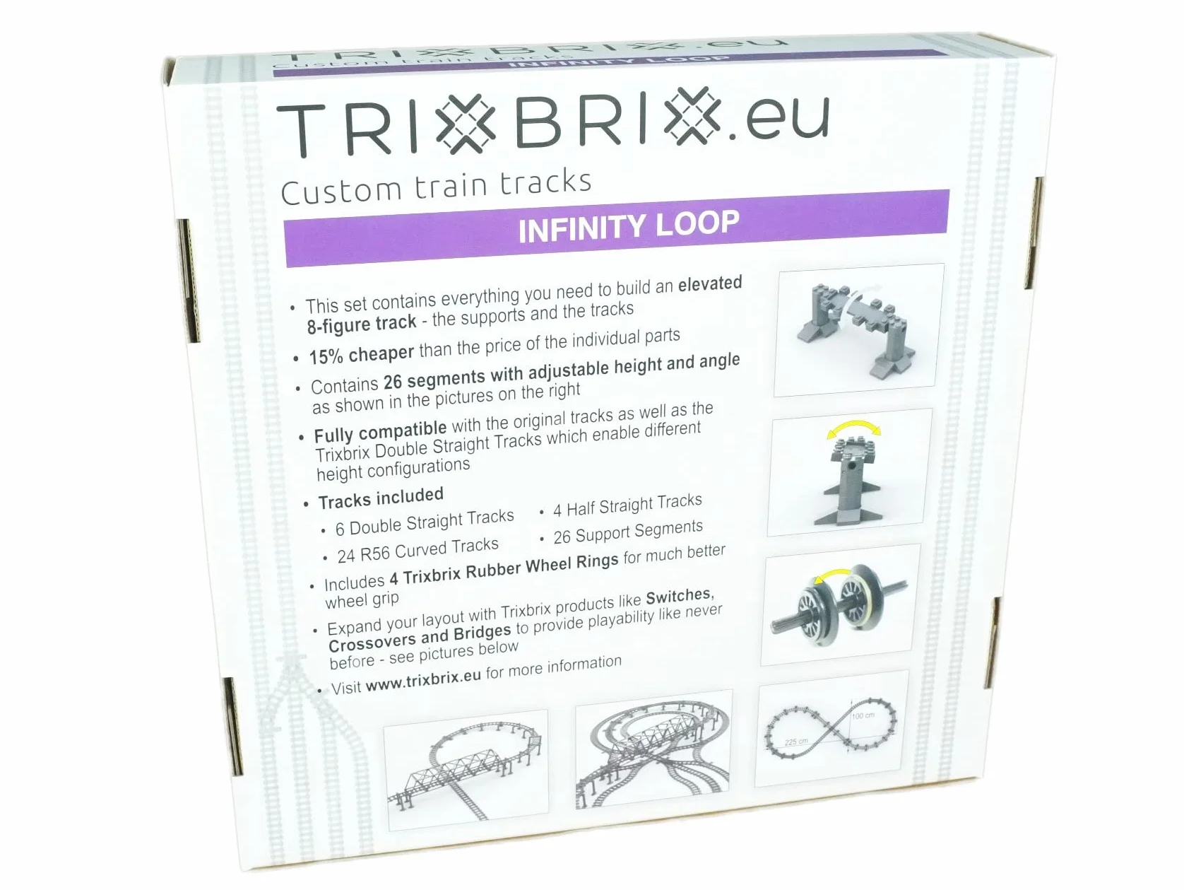 Trixbrix Supporti Bundle 2.0 compatibile con set di treni Lego City 60197 60198 10277 60205 60238 60337 (Infinity Loop)
