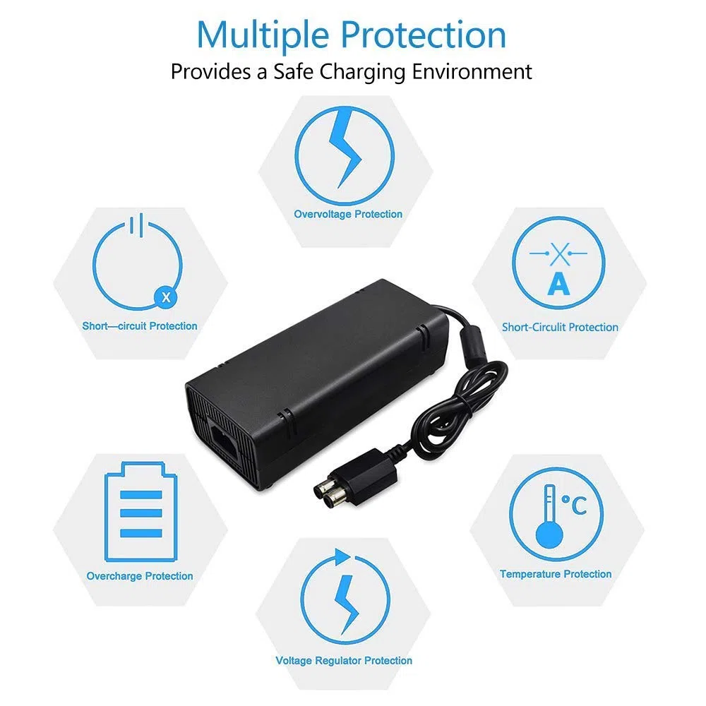 Adattatore CA per Xbox 360 Slim, alimentatore con cavo di ricambio per console Xbox 360 Slim