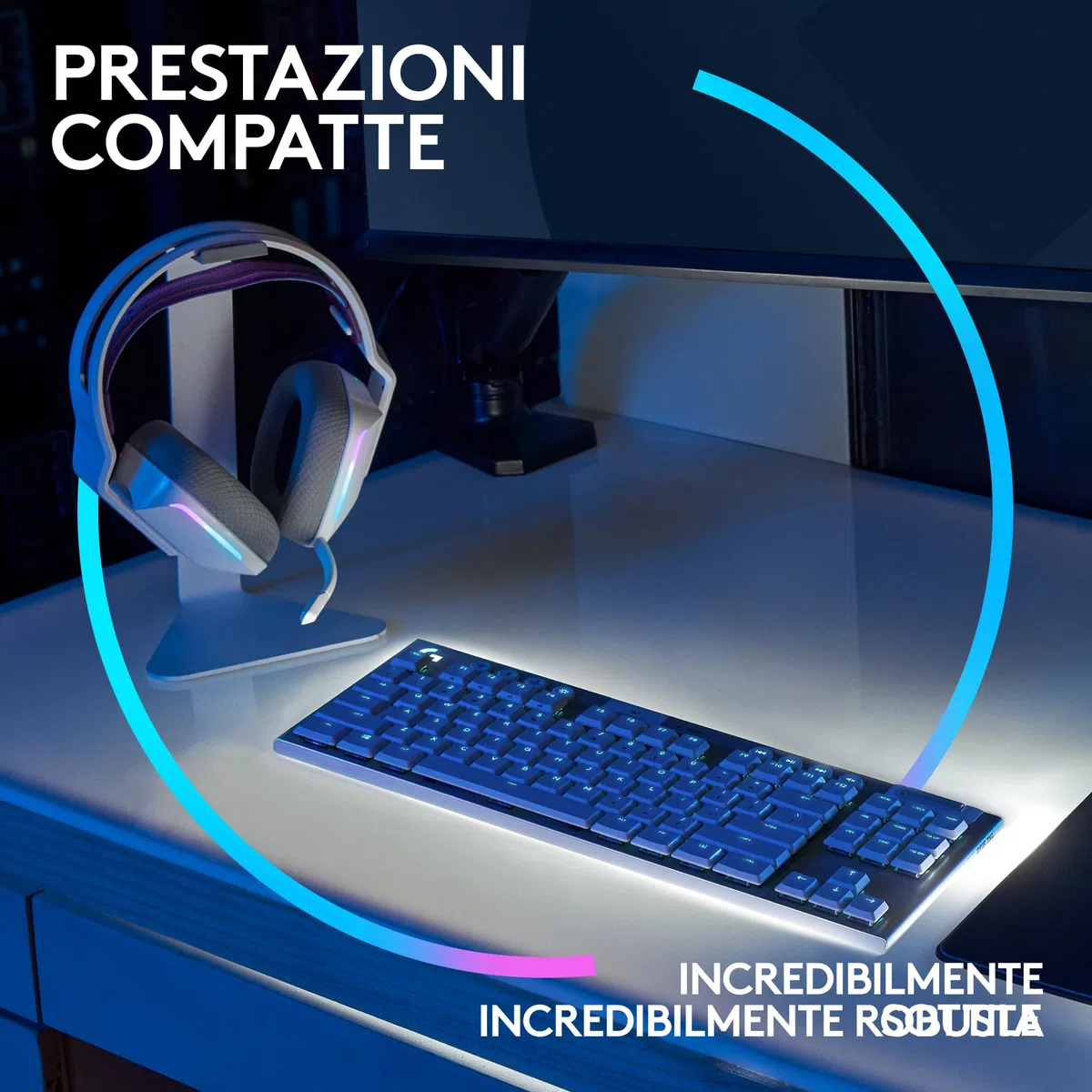 Logitech G733 Lightspeed, cuffia con microfono gaming wireless con Blue Vo!ce e G915 TKL Lightspeed, tastiera gaming meccanica wireless RGB senza tastierino numerico per PC/Mac - Nero
