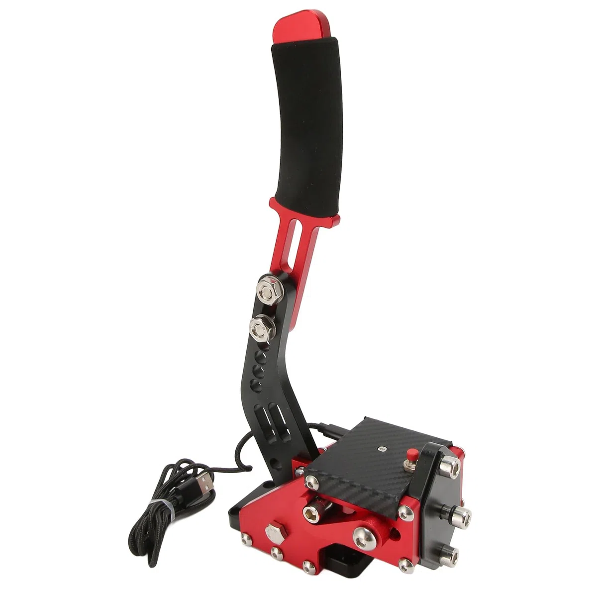 Haofy Gioco di Corse Progressivo con Freno a Mano USB PC a 64 Bit per Appassionati di Corse Sim Lega di Alluminio Acciaio Dolce (rosso)