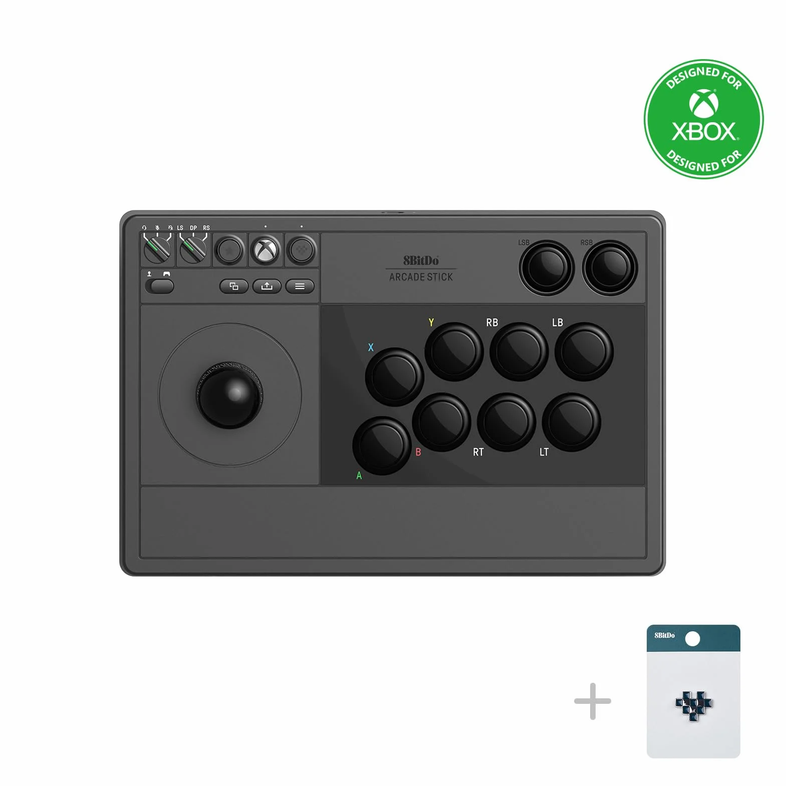 8BitDo Bastone da combattimento wireless Arcade da 2,4 g, con jack audio da 3,5 mm, pulsante di disattivazione del microfono e pulsante di mappatura joystick per Xbox Series X|S, Xbox One e Windows