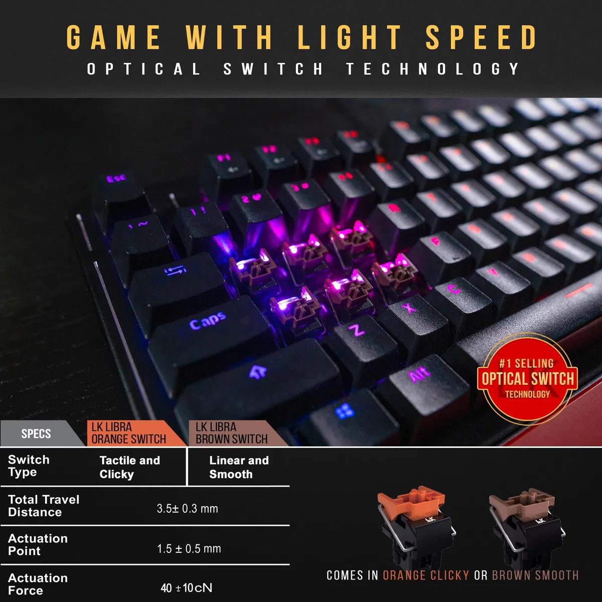 Bloody Gaming B975 - Tastiera ottica per computer da gioco, azionamento istantaneo, design resistente alle fuoriuscite