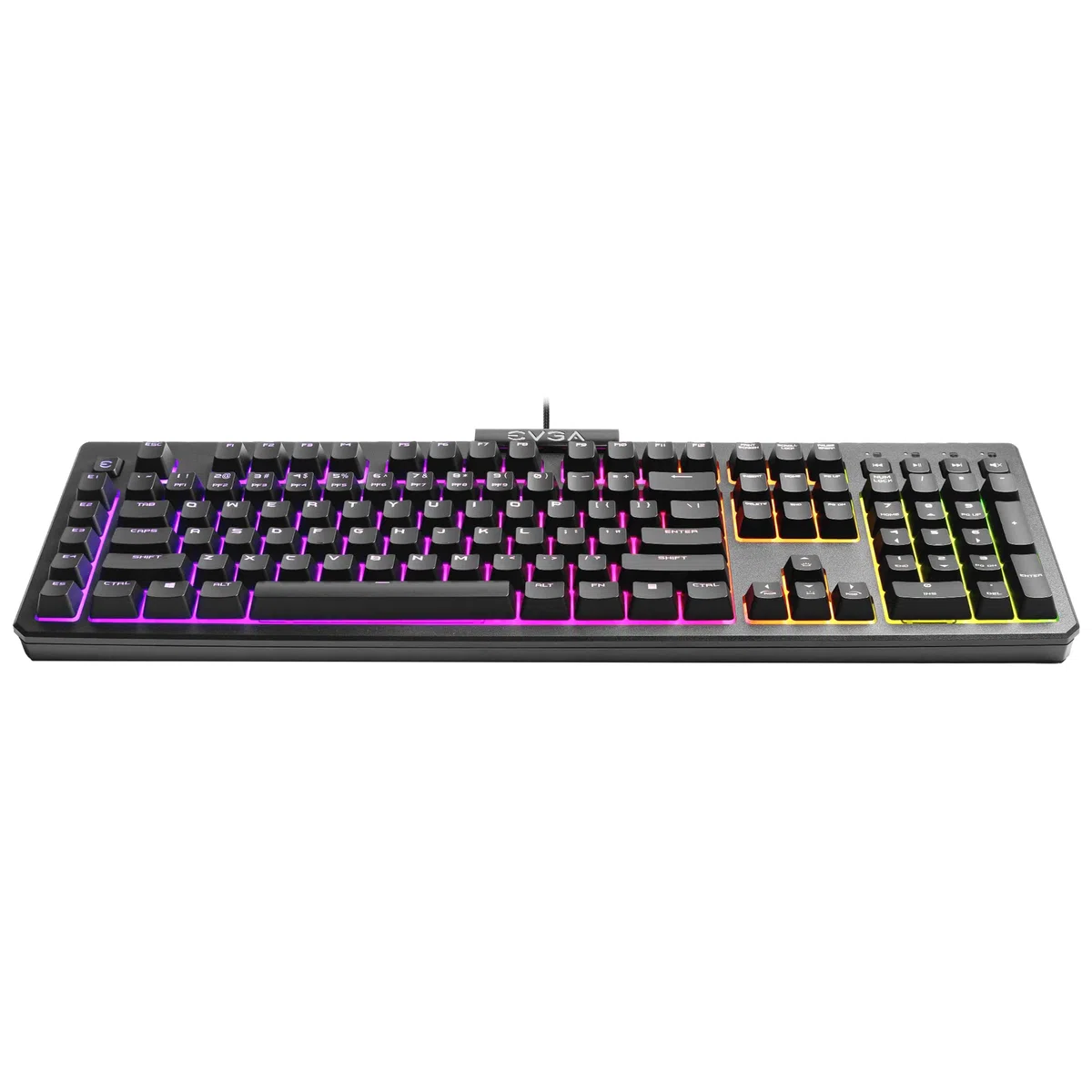 EVGA Tastiera da gioco Z12 RGB, LED retroilluminato RGB, 5 tasti macro programmabili, tasti multimediali dedicati, resistente all'acqua, layout USA 834-W0-12US-KR