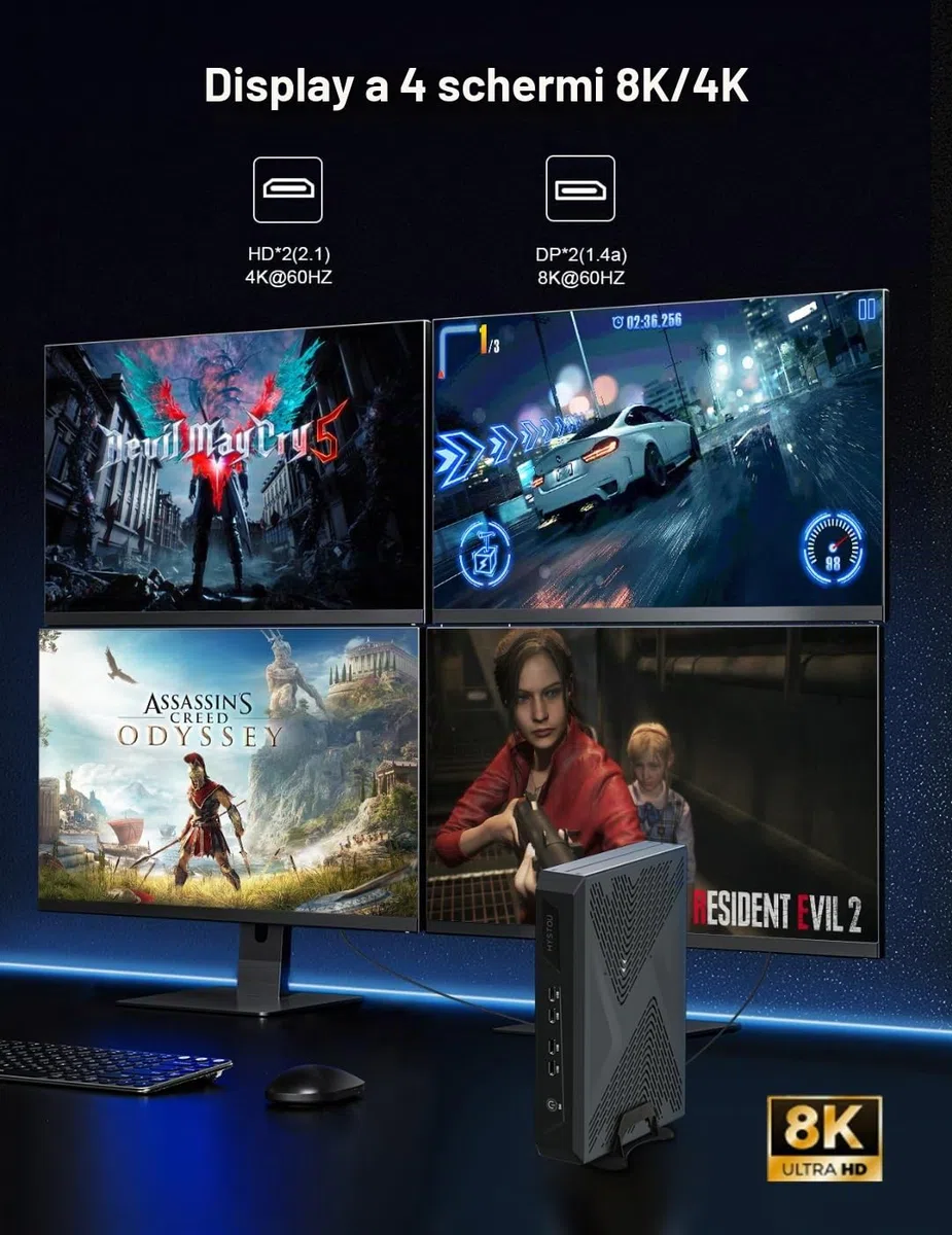 HYSTOU Mini Pc Gaming, Win 11 Pro Mini PC Core i9-11900, 32GB DDR4 512GB M.2 NVMe SSD, Discreet Graphics Card RTX3050 GDDR6, Business Gaming Mini PC DP 8K, HD 4k, DVI, Four Screen Display Output