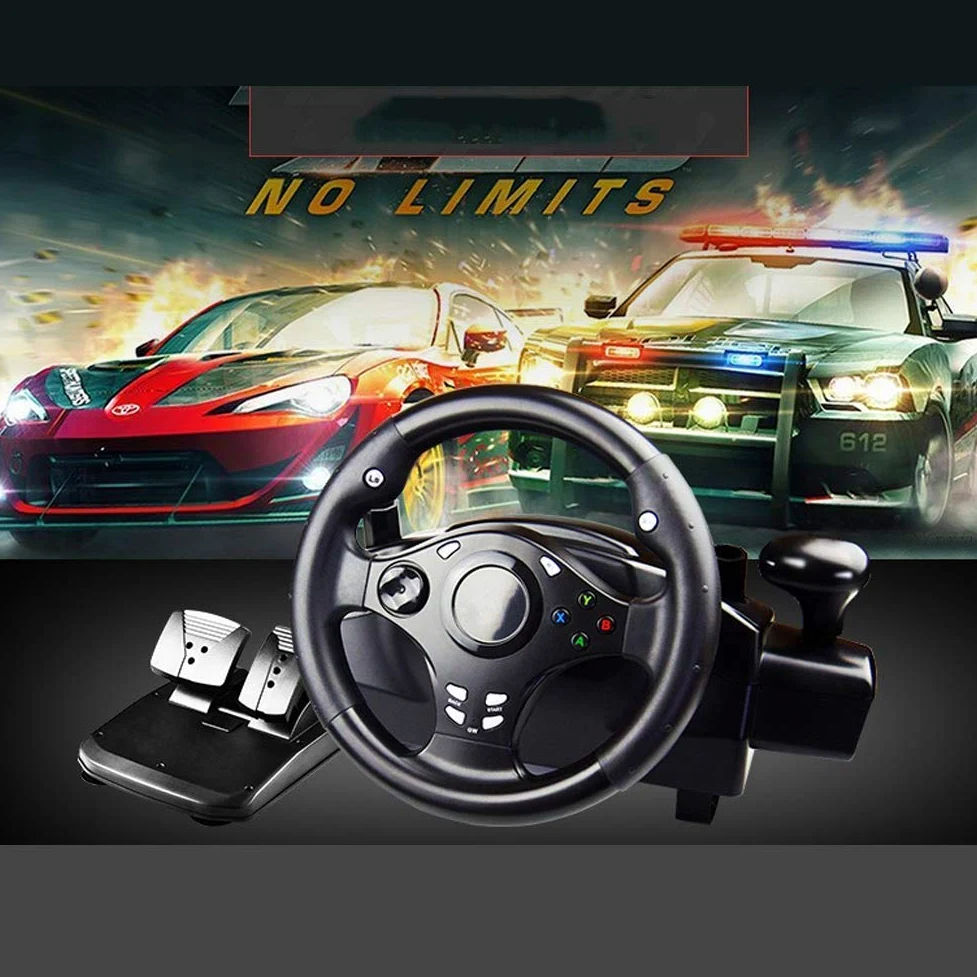 RajoNN Volante da Corsa 7 in1, Volante da Corsa con Feedback Driving Force con Pedali reattivi per PC, PS3, PS4, X-360, X-One, NS Switch, Android