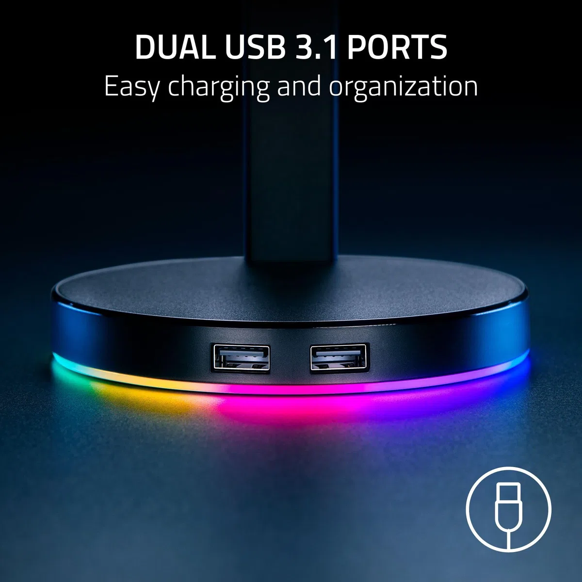 Razer Base Station V2 Chroma: Chroma RGB Lighting - Base in gomma antiscivolo - Progettato per cuffie da gioco - Nero classico, 12 x 12 x 28 cm