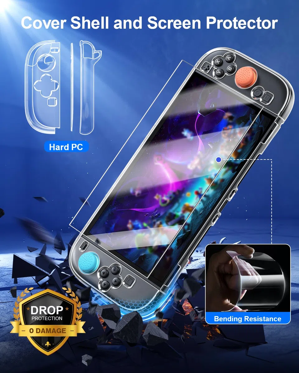 Switch 2 accessori, [carica interna] custodia per console Nintendo Switch 2 2025, kit FYOUNG 23 in 1: custodia da trasporto, caricabatterie controller, guscio protettivo, impugnatura per joycon