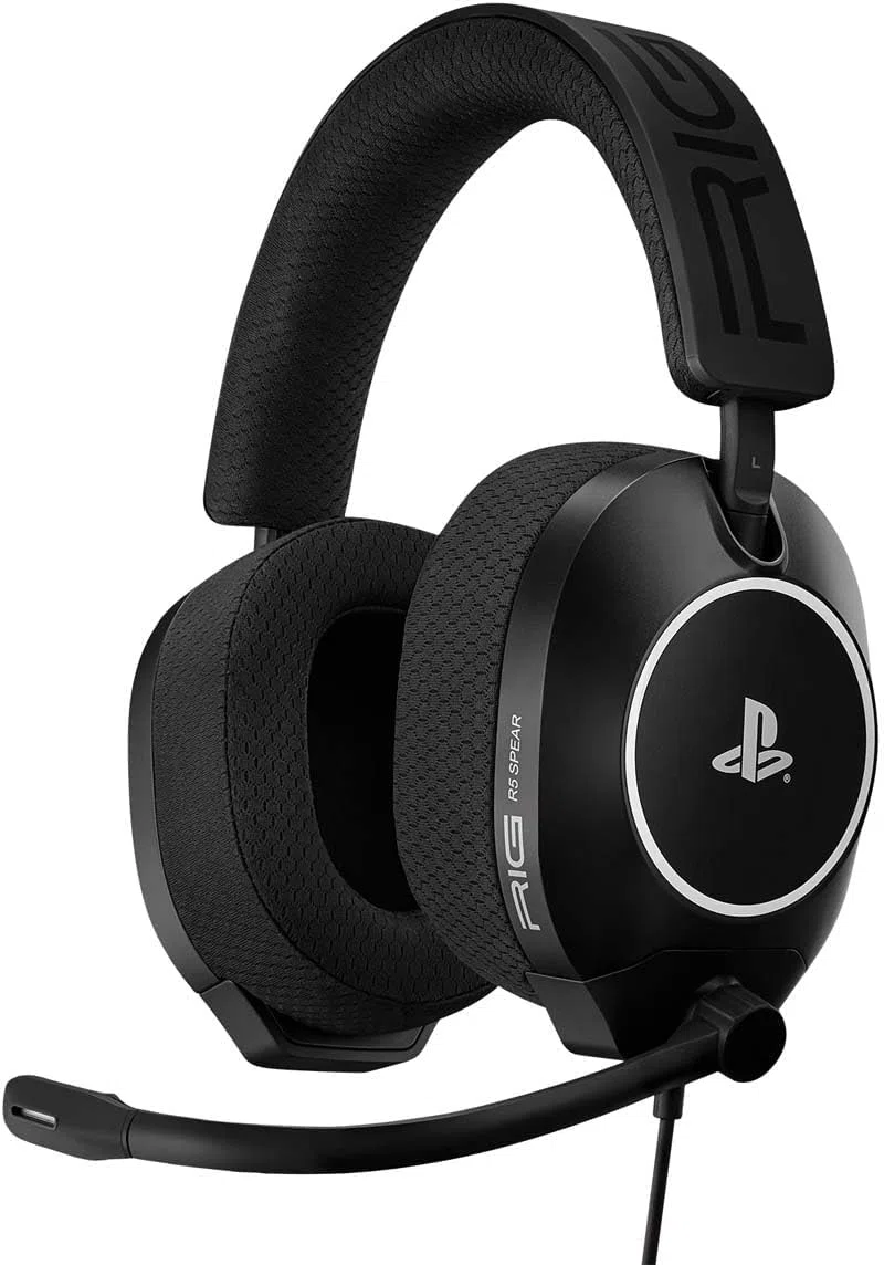 Cuffie da gaming cablate Sony R5 Pro HS, nere, con licenza ufficiale per PS5, compatibili con PS4. Cuffie cablate, jack da 3,5 mm.