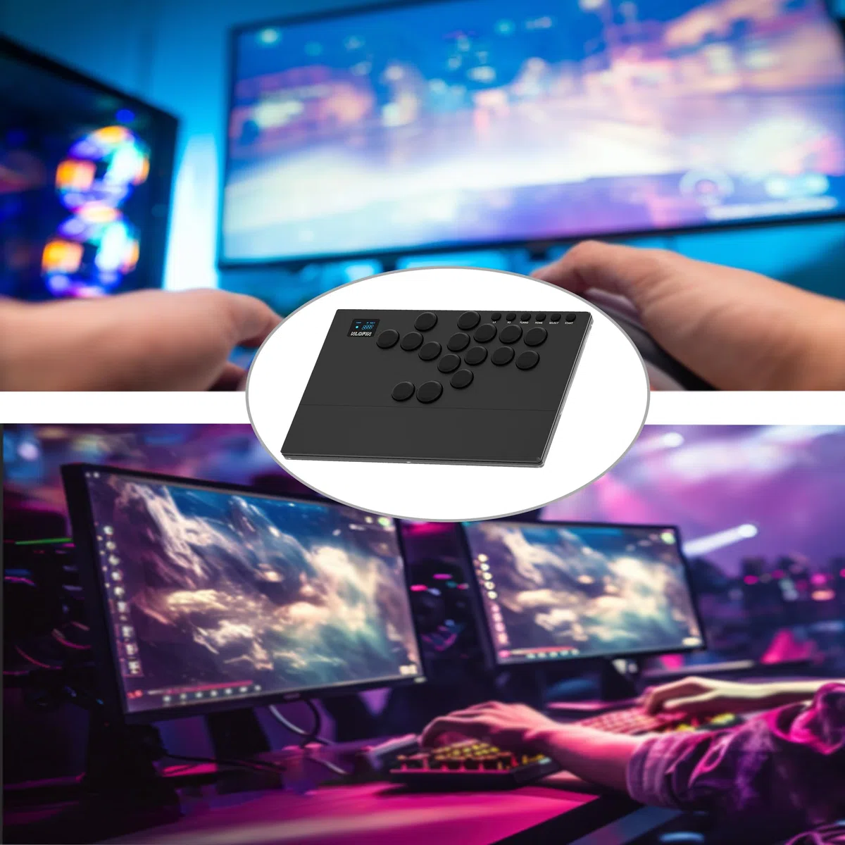 NLOFIN Leverless Arcade Stick 16Keys All-Button Leverless Controller (Nero)