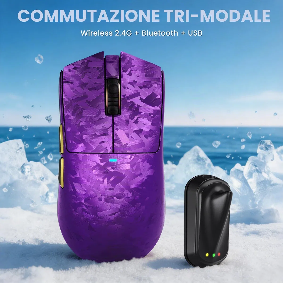 ATTACK SHARK 8000 Hz - Scatto rapido in fibra di carbonio, tastiera da gioco magnetica cablata, hot-swap, 42 K DPI PAW3950 MAX TRI, mouse wireless da 8 K, illuminazione RGB, cavo a spirale USB C