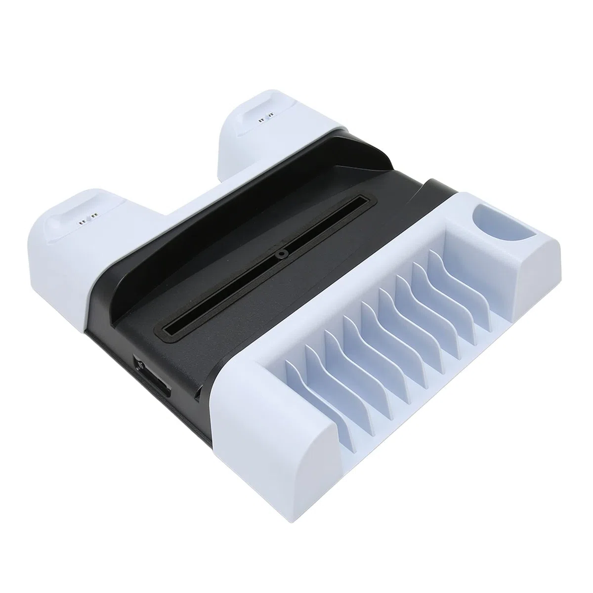 Doppia Stazione di Ricarica, Protezione da Sovraccarico a Ricarica Rapida Supporto per Controller di Gioco Multifunzionale Raffreddamento Efficiente con Luce a LED per Accessori