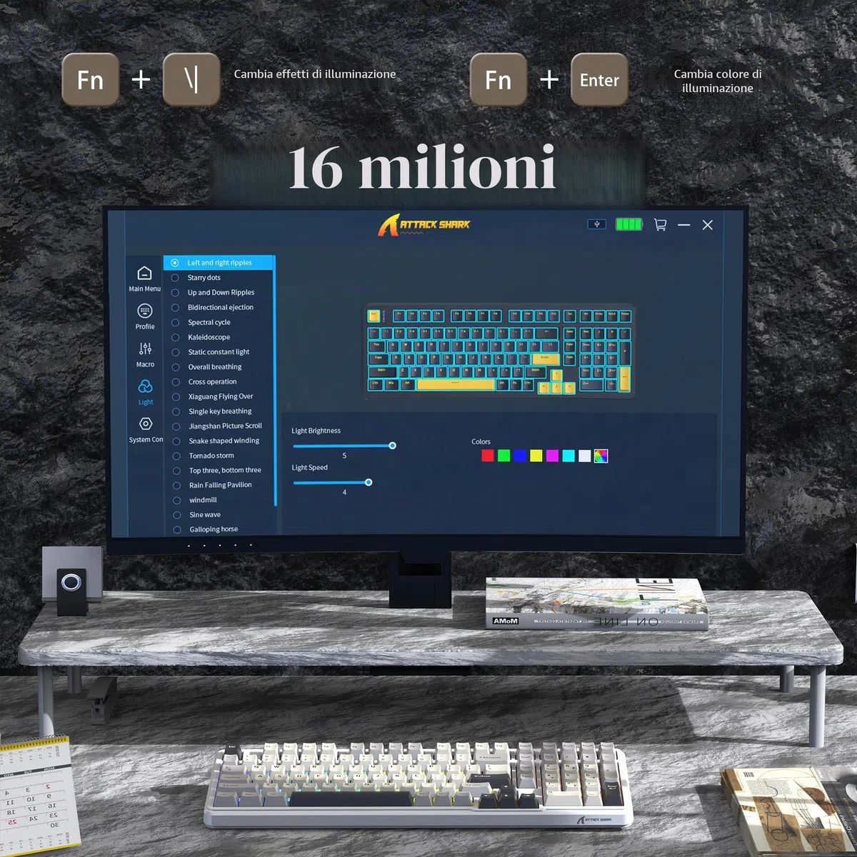 MAMBASNAKE x Attack Shark X98 Tastiera meccanica Gasket 102 tasti, tastiera da gioco wireless con cavo a spirale, Tri-Mode 2.4G/BT/USB-C, switch lineare hot-swap, RGB, NKRO per Win/Mac (bianca)