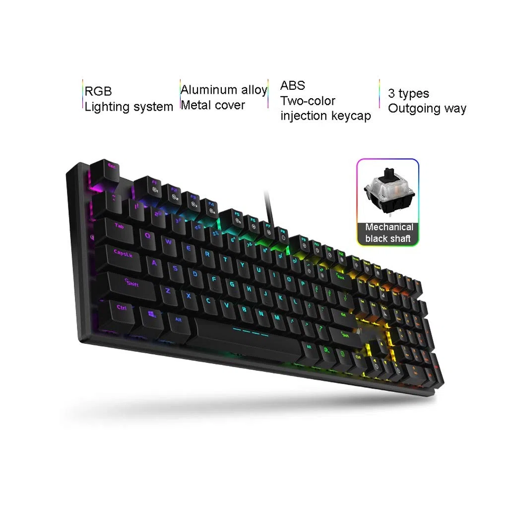 ARCH Tastiera Gaming Wired E Mouse & Mouse Pad Kit, RGB Retroilluminato Tastiere da Gioco Tastiera Multimediale Tastiera Meccanica RGB Nero Albero Cardanico Tavolino del Computer Portatile
