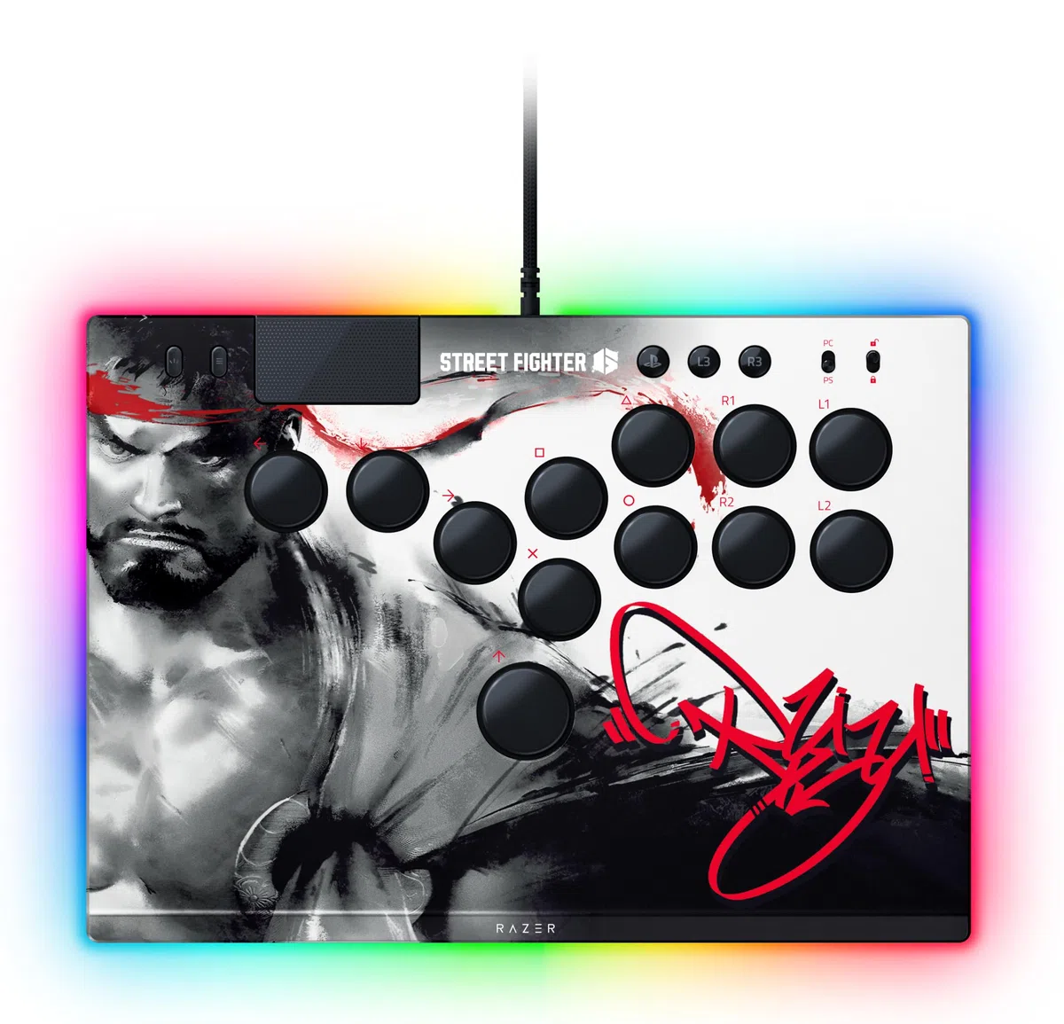 Razer Kitsune Ryu Edition - Controller ottico da sala giochi per PS5 e PC - Layout con 4 pulsanti direzionali di precisione - Interruttori ottici lineari piatti | Edizione Ryu