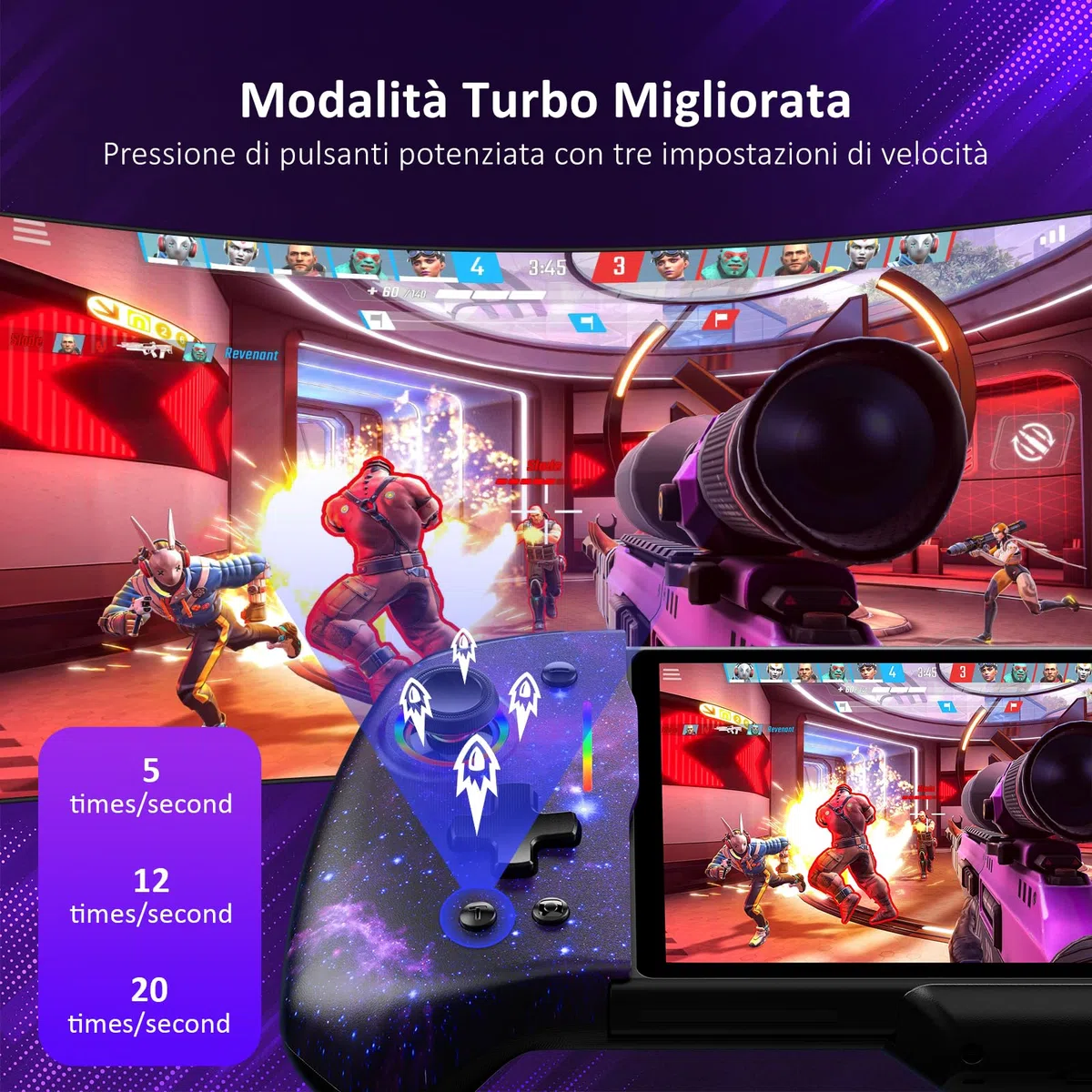 NexiGo Hall Effect Gripcon (Nessun Drift, Nessuna Deadzone) con Joystick a Effetto Hall per Switch/Switch OLED, Luce RGB Regolabile, giroscopio a 6 Assi, Turbo, Mappatura (Cosmic Nebula)