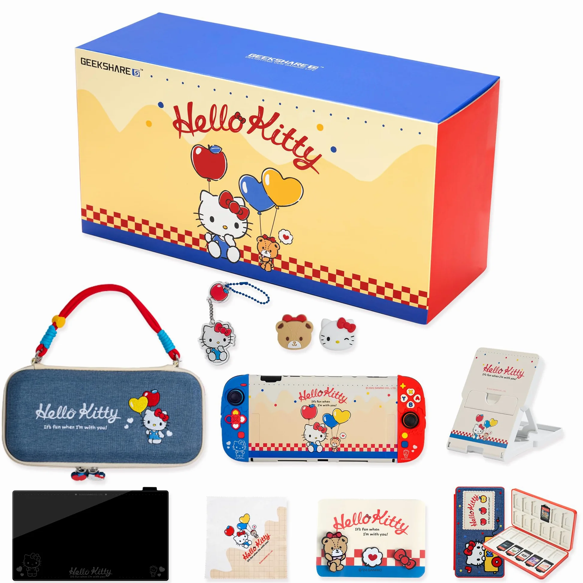 Kuitmor Kit Accessori 7 in 1 per Switch 2 - Kit Protettivo con Custodia da Trasporto, Pellicola Protettiva, Portaschide di Gioco, Supporto, Copiglia Analogiche e altro (Per Switch 2025)