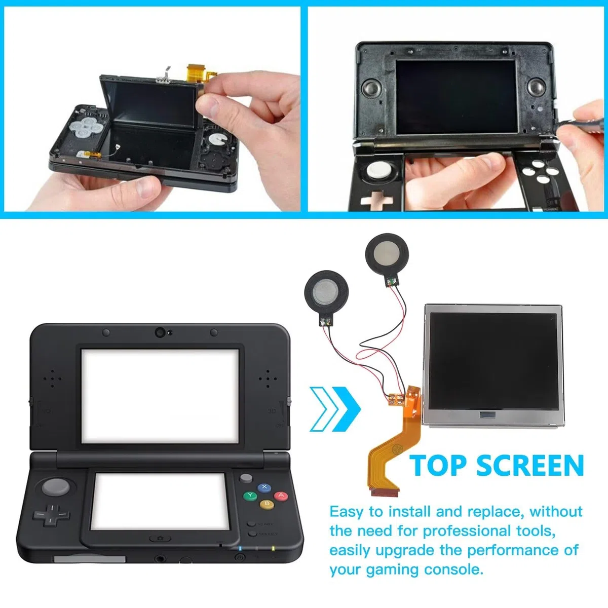 Sostituzione dello schermo superiore aggiornata 2024 per Nintendo DS Lite con altoparlanti saldati