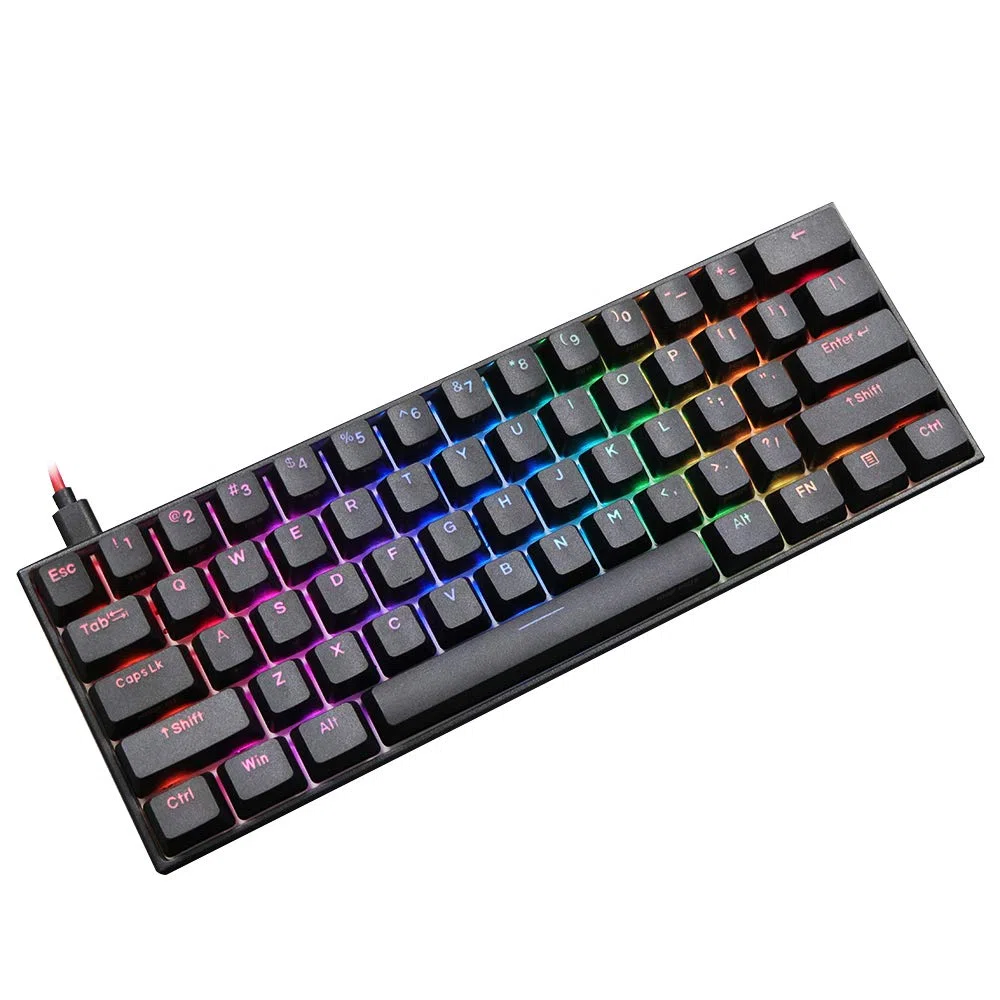 Epomaker Anne Pro2 Tastiera da Gaming 60% con RGB Retroilluminata, Programmabile Tastiera Bluetooth, PBT Keycaps, NKRO, QWERTY (Cherry Red Switch, Black)