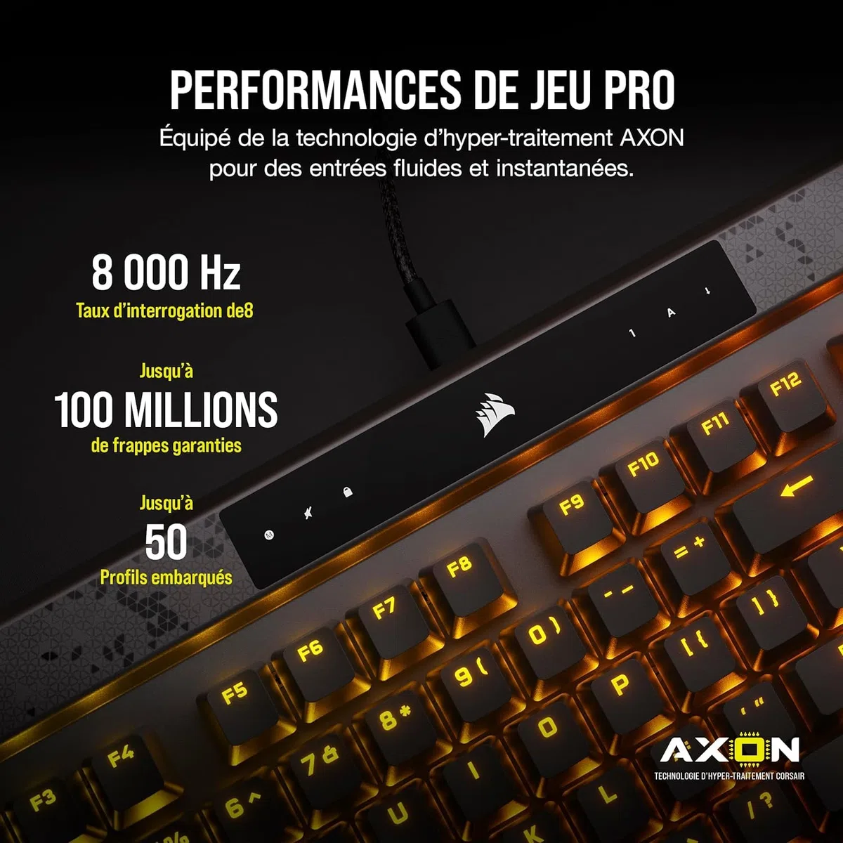 CORSAIR K70 MAX RGB Magnetic Tastiera da Gioco Meccanica cablata - MGX Switches Regolabili - PBT Double Shot Keycaps - Rapid Trigger Mode - Compatibile con iCUE - PC, PS5, PS4, Xbox - AZERTY FR -