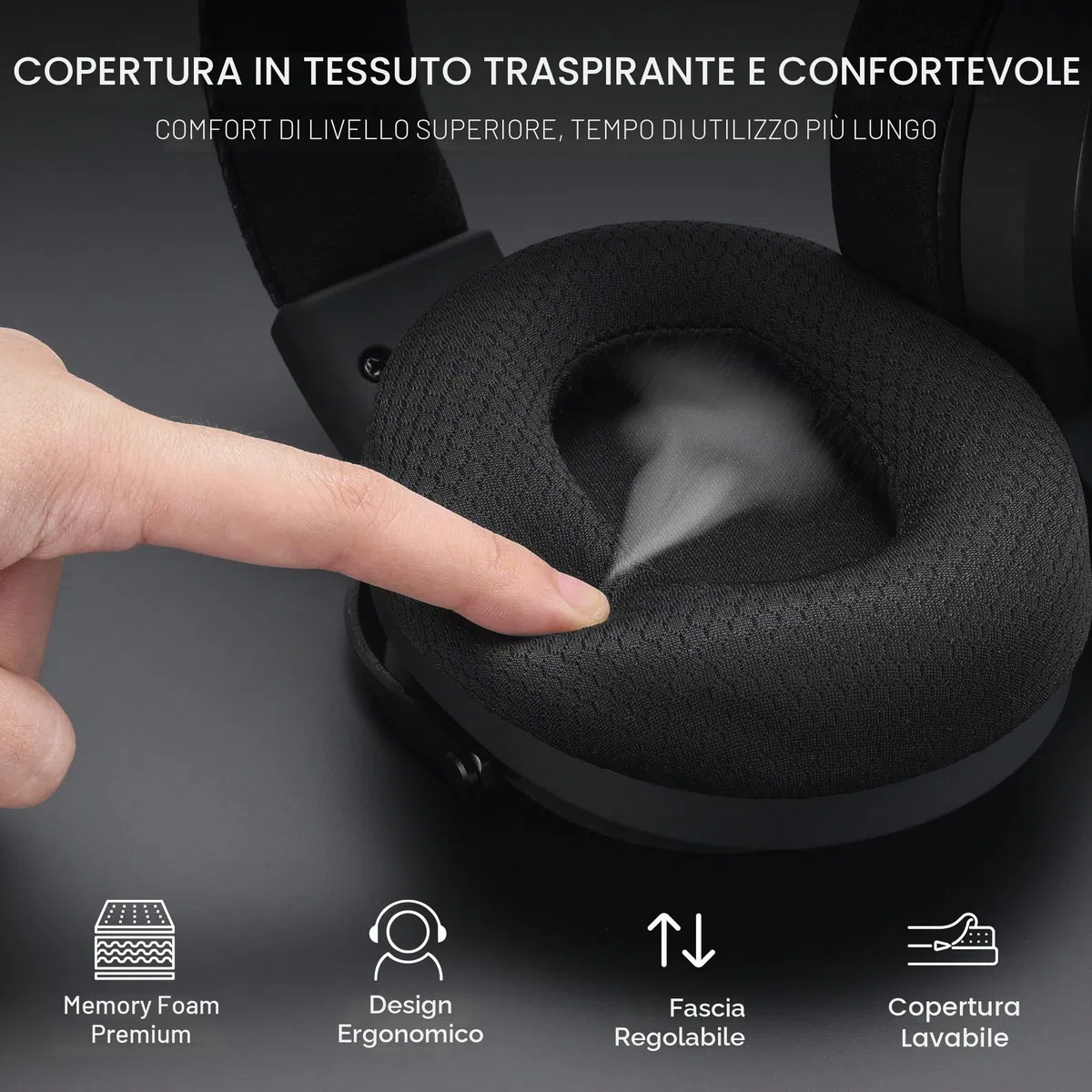 Redragon H858 Cuffie Gaming Senza Fili 7.1 Surround Nere | Driver 53 mm, cuscinetti memory foam, microfono rimovibile, compatibile con PC PS5 NS cellulare