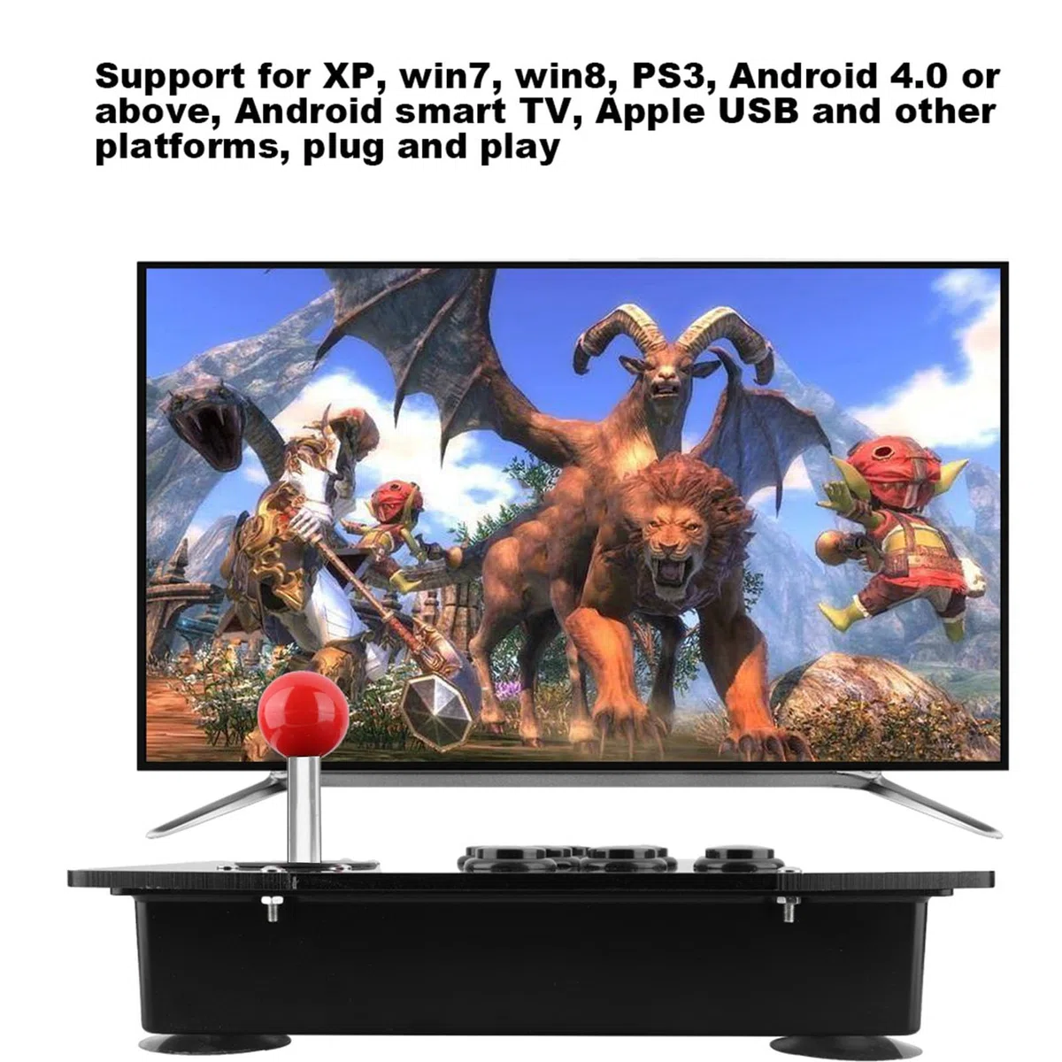 Controller per PC, Joystick di gioco Rocker Controller a 8 pulsanti con impugnatura di gioco con ventosa fissa da 50 mm Grande ventosa fissa, pulsanti a scheda 3D Riproduzione