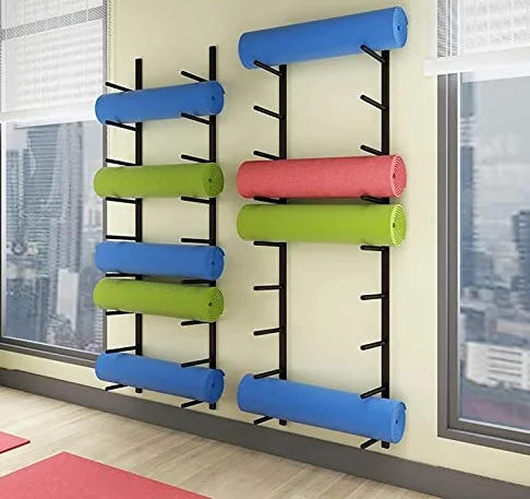 Supporto da parete per tappetini da yoga, soluzione salvaspazio per casa e palestra