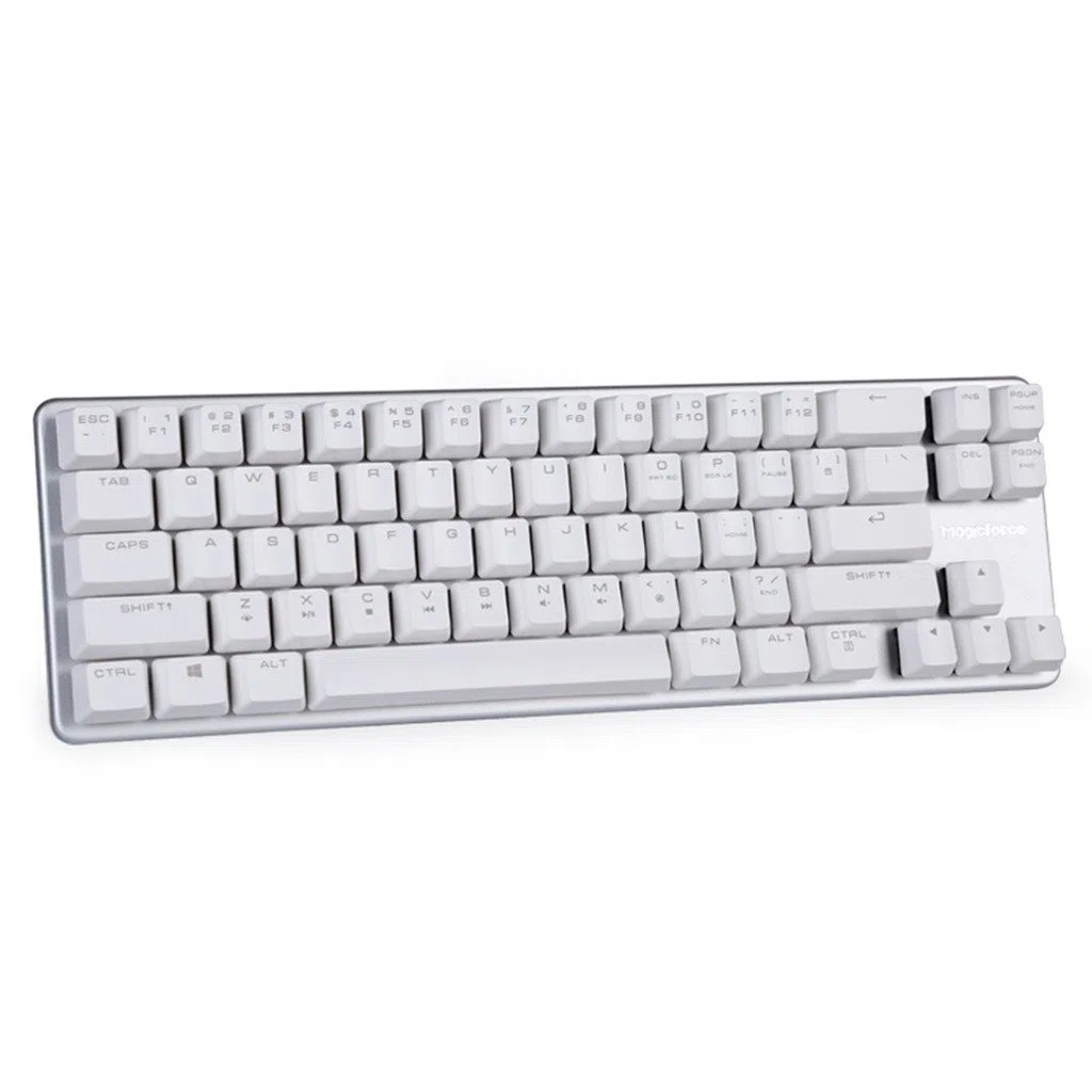 Qisan Meccanico Fissato La Tastiera Interruttore Blu 68-Keys Mini Design (60%) Gaming Keyboard Bianco Argento Magicforce