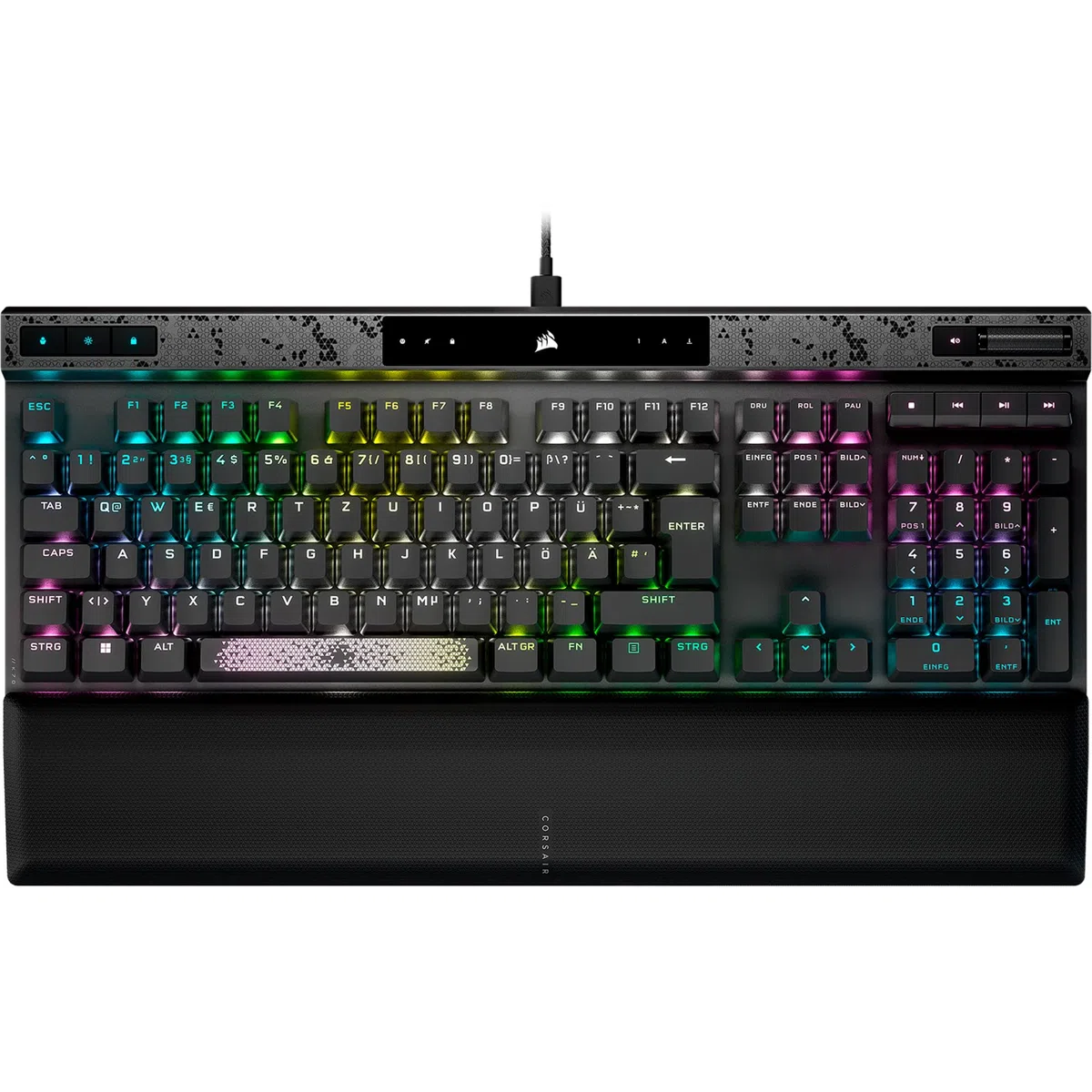 CORSAIR K70 MAX RGB Tastiera da gioco meccanica magnetica cablata - Interruttori MGX regolabili - Tappi per tasti PBT Dual Shot - Compatibile con iCUE - PC, PS5, PS4, Xbox - QWERTZ DE - Grigio acciaio