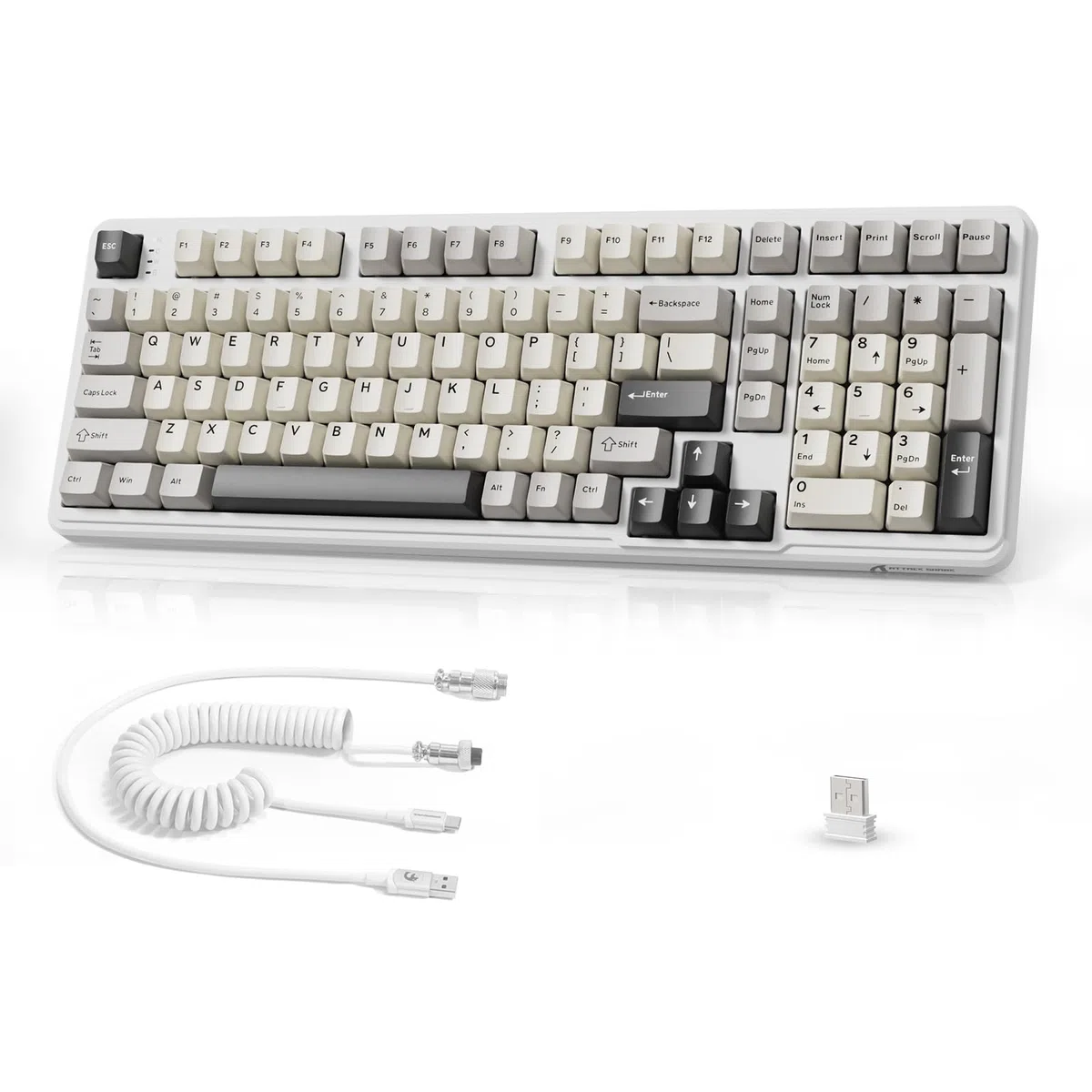 MAMBASNAKE x Attack Shark X98 Tastiera meccanica Gasket 102 tasti, tastiera da gioco wireless con cavo a spirale, Tri-Mode 2.4G/BT/USB-C, switch lineare hot-swap, RGB, NKRO per Win/Mac (bianca)