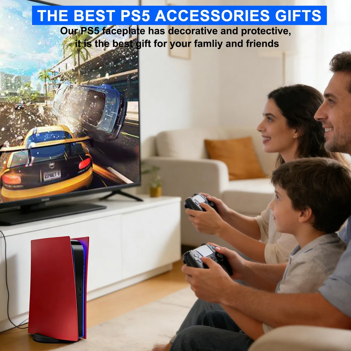 ArVin - Cover di ricambio per PS5, per console PS5, ABS antigraffio, antipolvere, accessori per Playstation 5, console di gioco edizione digitale (rosso)