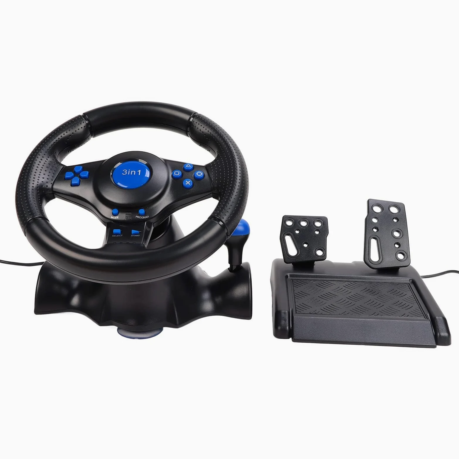 SYH&AQYE Volante da Gioco Multifunzionale, Volante da Gioco 3 in 1 con Pedali, Volante da Corsa USB Rotazione di 180 Gradi, Doppio Effetto Vibrazione, per PS3, PS2, PC