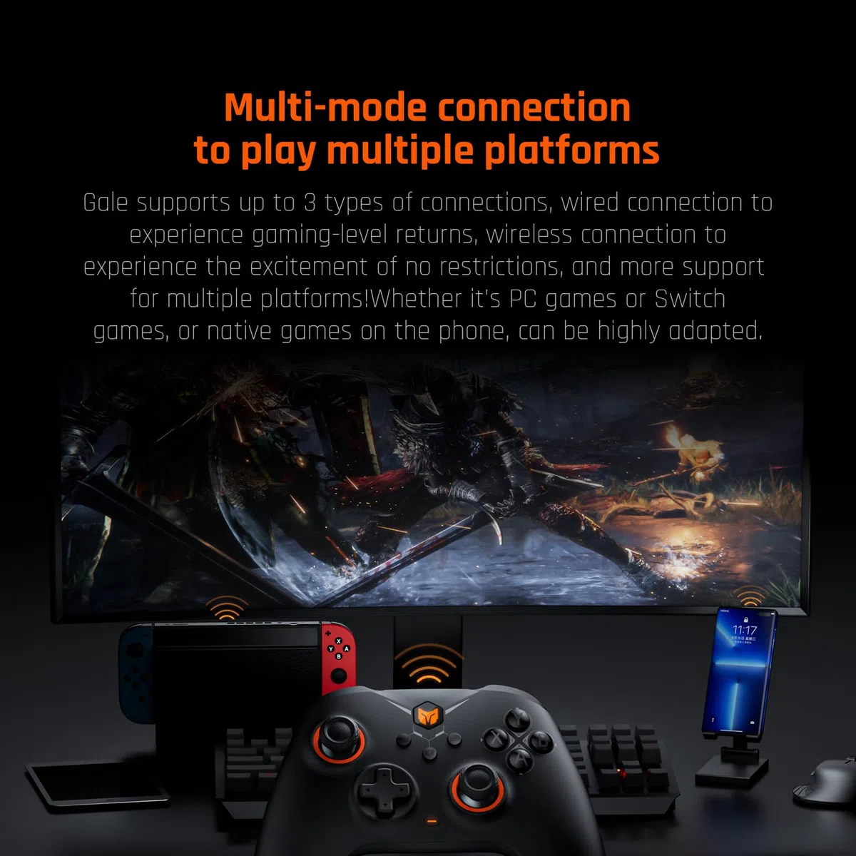 Black Shark Controller Wireless, Controller per PC BIGBIG WON Gale, Puntamento del Movimento, Trigger Hall, 4 Pulsanti Personalizzati, APP per PC, Controller di Gioco per Switch/PC/iOS/Android