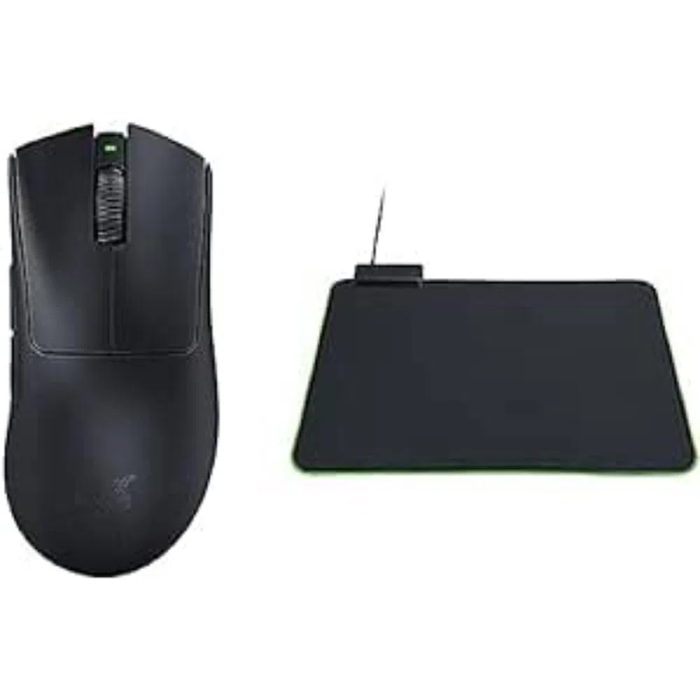 Razer DeathAdder V3 Pro + Goliathus Chroma - Ratón Esports ergonómico, inalámbrico y ligero, sensor óptico 30K y alfombrilla blanda para juegos con iluminación RGB