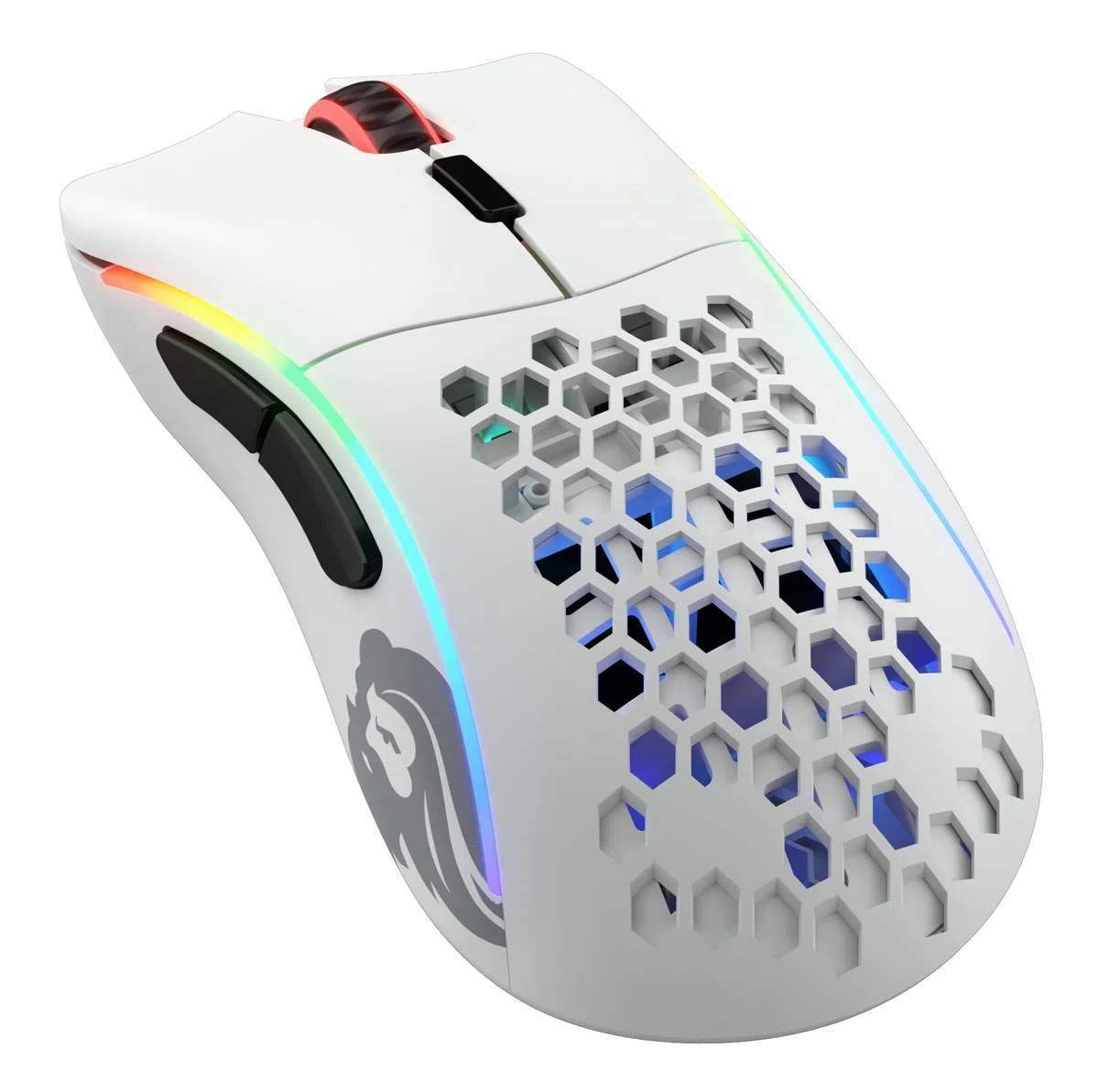 GLORIOUS Gaming Model D- (Piccolo) Wireless Mouse da gaming senza fili - Superleggero 67 g, design a nido d'ape, RGB, ergonomico, wireless 2,4 GHz senza lag, fino a 71 ore di batteria - Bianco opaco